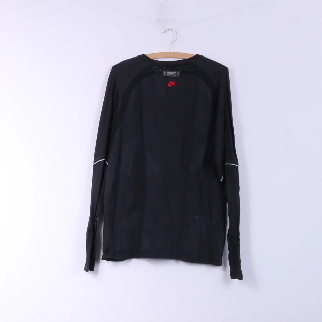 Nike Air Mens L 42/44 Shirt Long Sleeve Black Sportswear Top Cotton - Image 6
