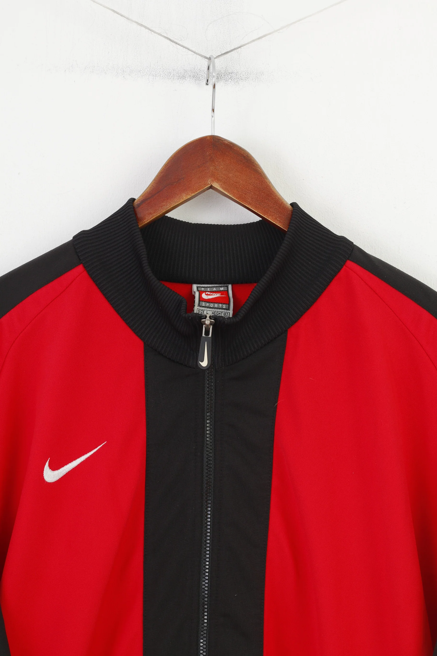 Nike Air Men L 44 Sweatashirt Sport Training Red Full Zipper Vintage - Image 2
