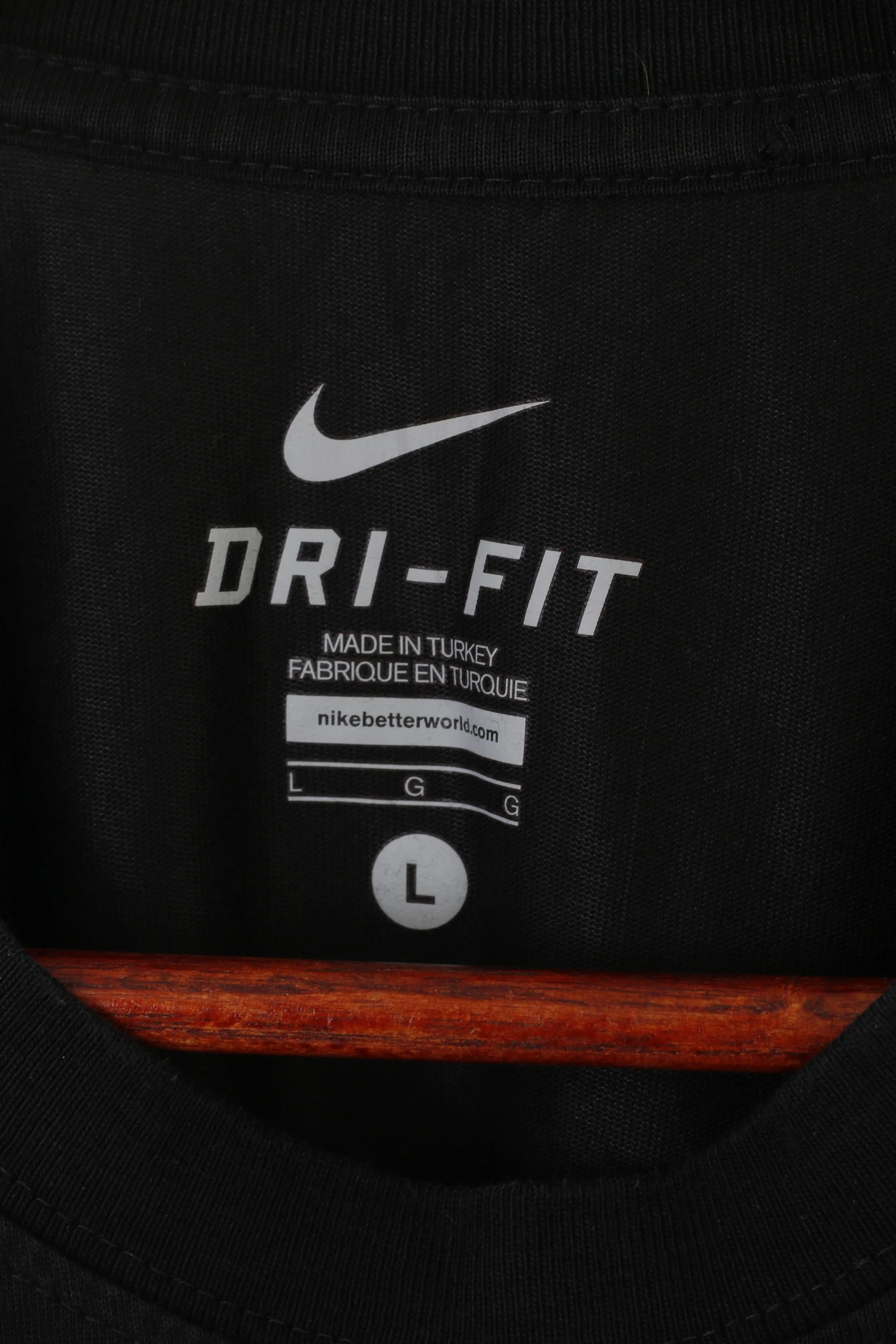 Nike Men L Shirt Blaco Cotton Blend Sportswear Vintage Crew Neck Classic Top - Image 2