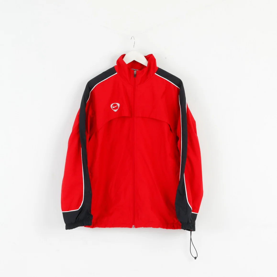 Nike Men L Jacket Red Active Full Zipper Nylon Sportswear Football Top - Image 2