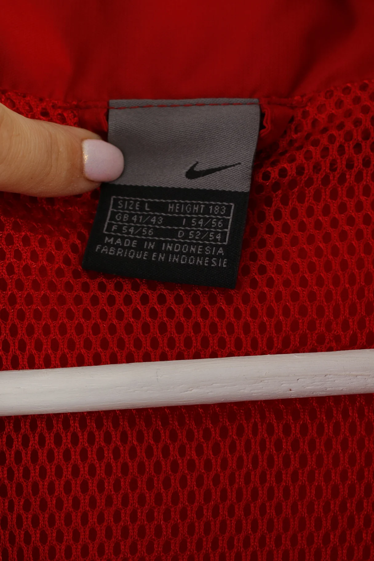 Nike Men L Jacket Red Active Full Zipper Nylon Sportswear Football Top - Image 5