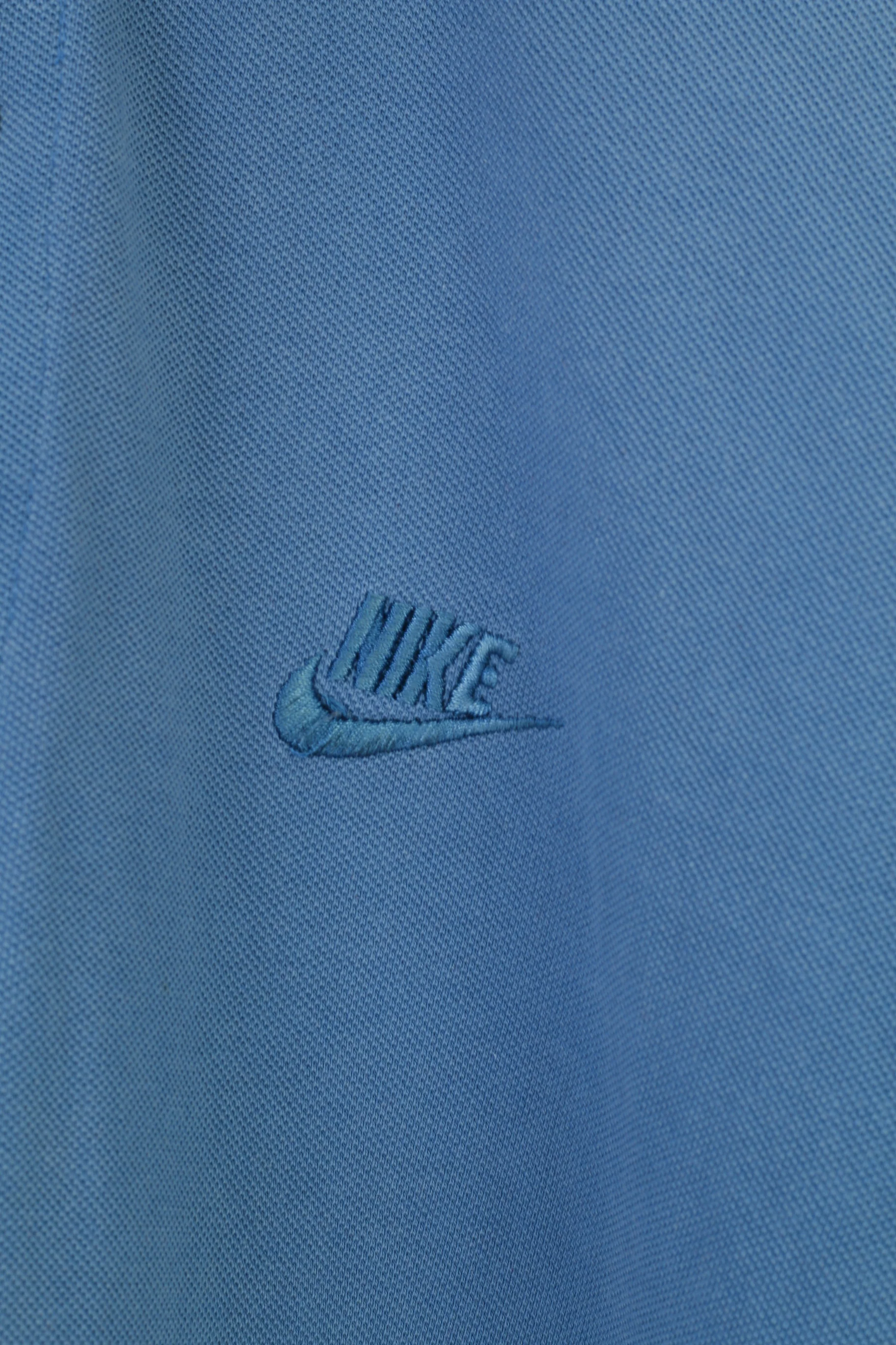 Nike Men M Polo Shirt Blue Cotton 90s Collar Sport Vintage Short Sleeve Top - Image 4