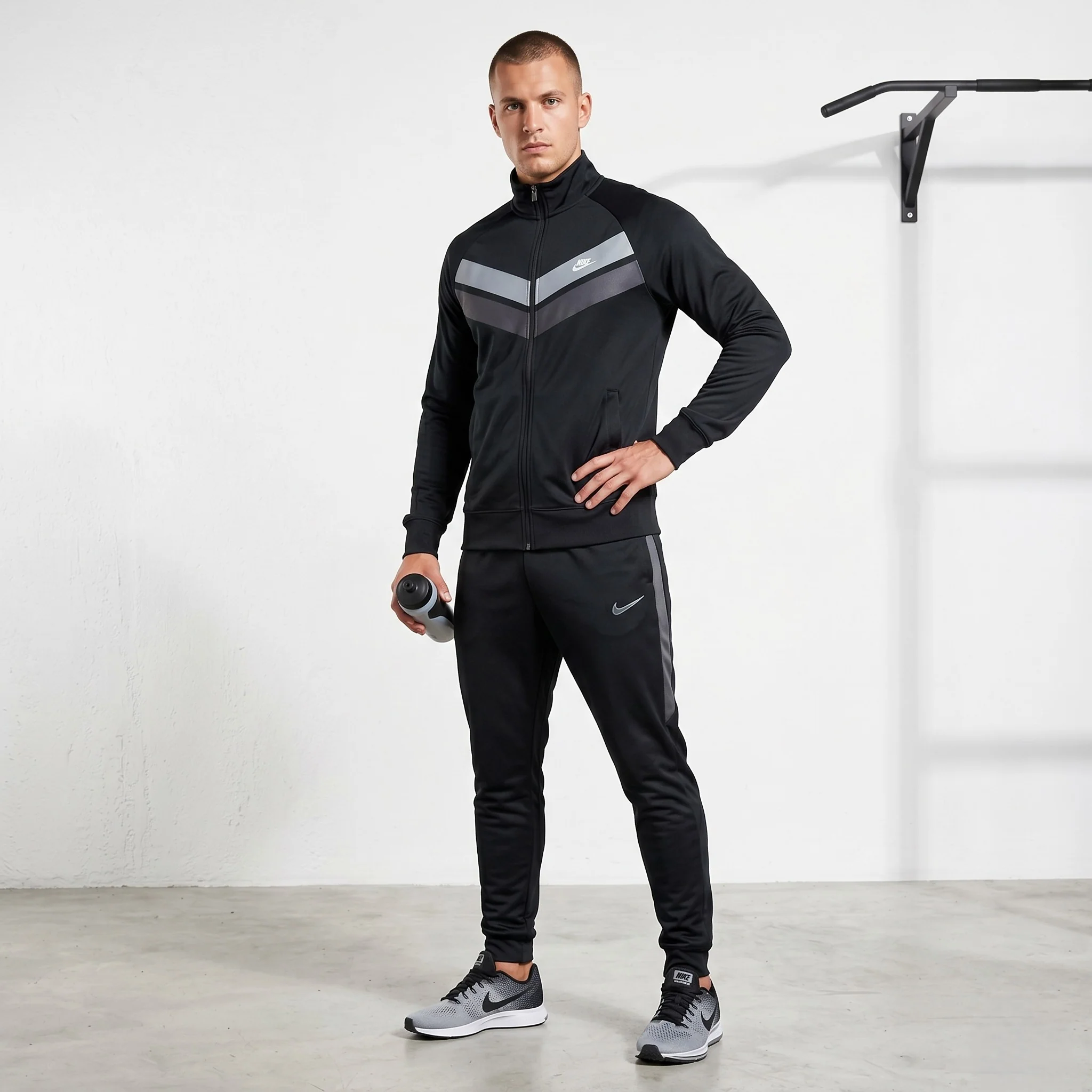 Nike Men M Sweatshirt Black Shiny Vintage Athletic Dept Activewear Track Top
