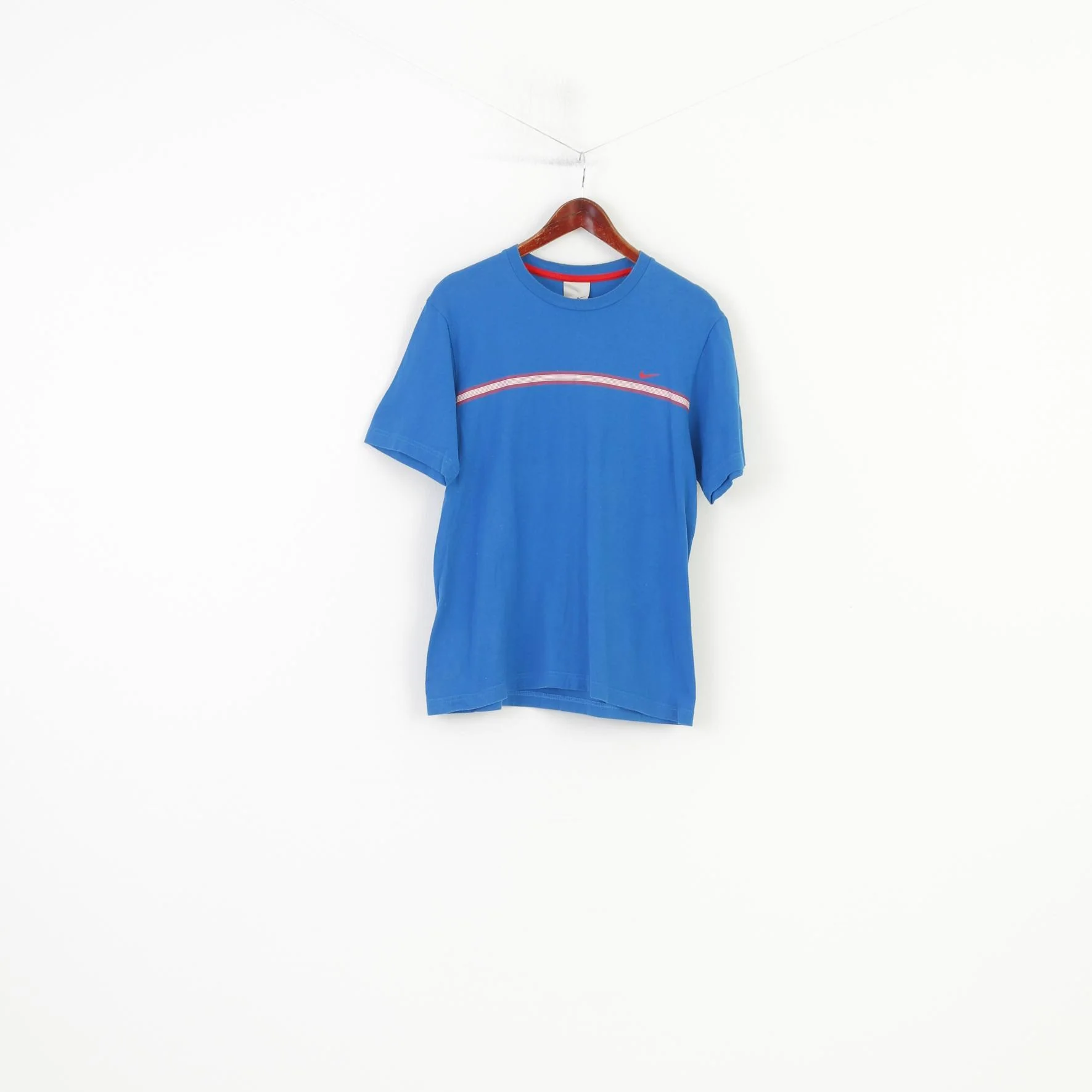 Nike Men  M T- Shirt Blue Cotton Crew Neck Sport Jersey Vintage Short Sleeve Top - Image 2