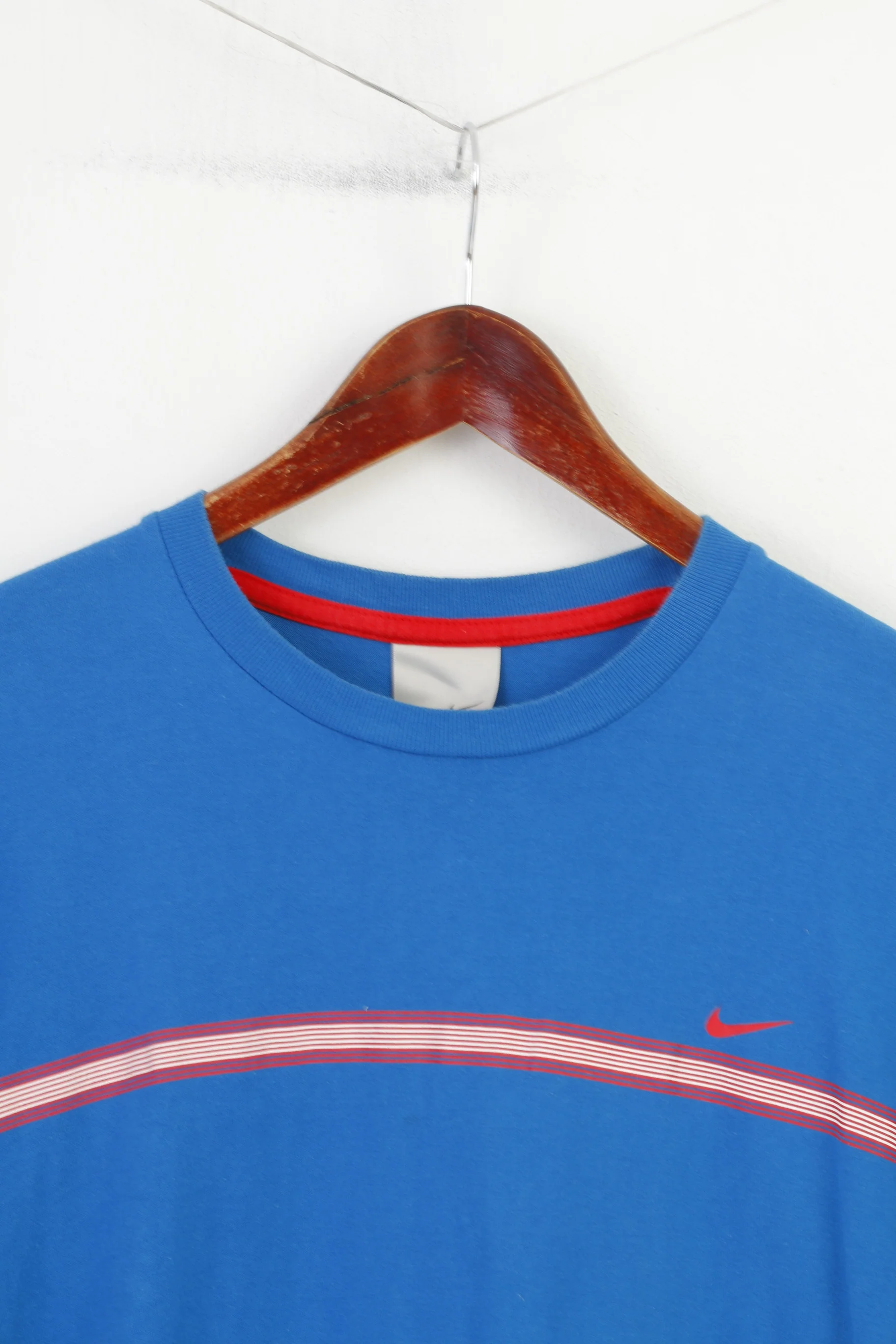 Nike Men  M T- Shirt Blue Cotton Crew Neck Sport Jersey Vintage Short Sleeve Top - Image 3