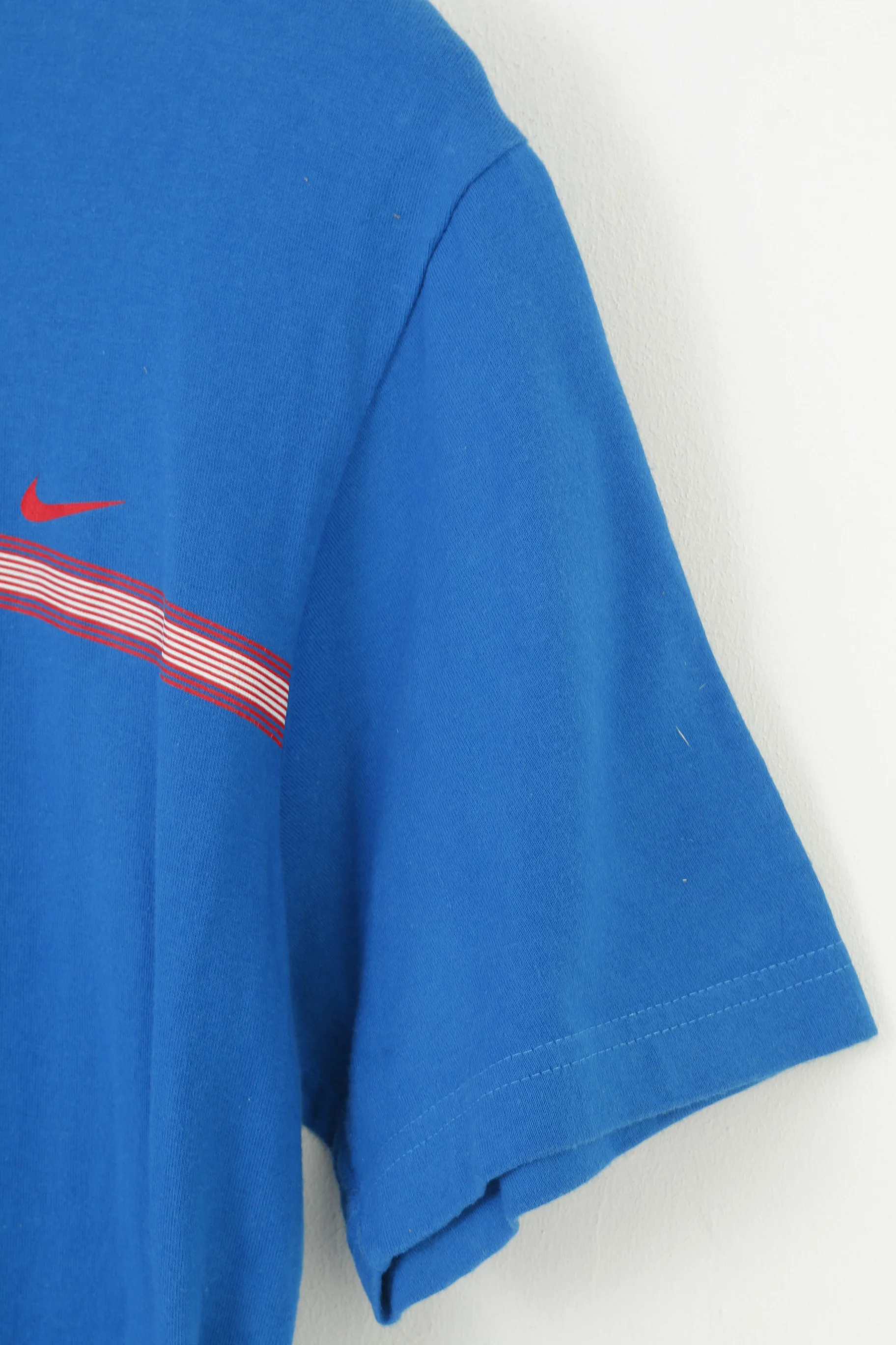 Nike Men  M T- Shirt Blue Cotton Crew Neck Sport Jersey Vintage Short Sleeve Top - Image 4