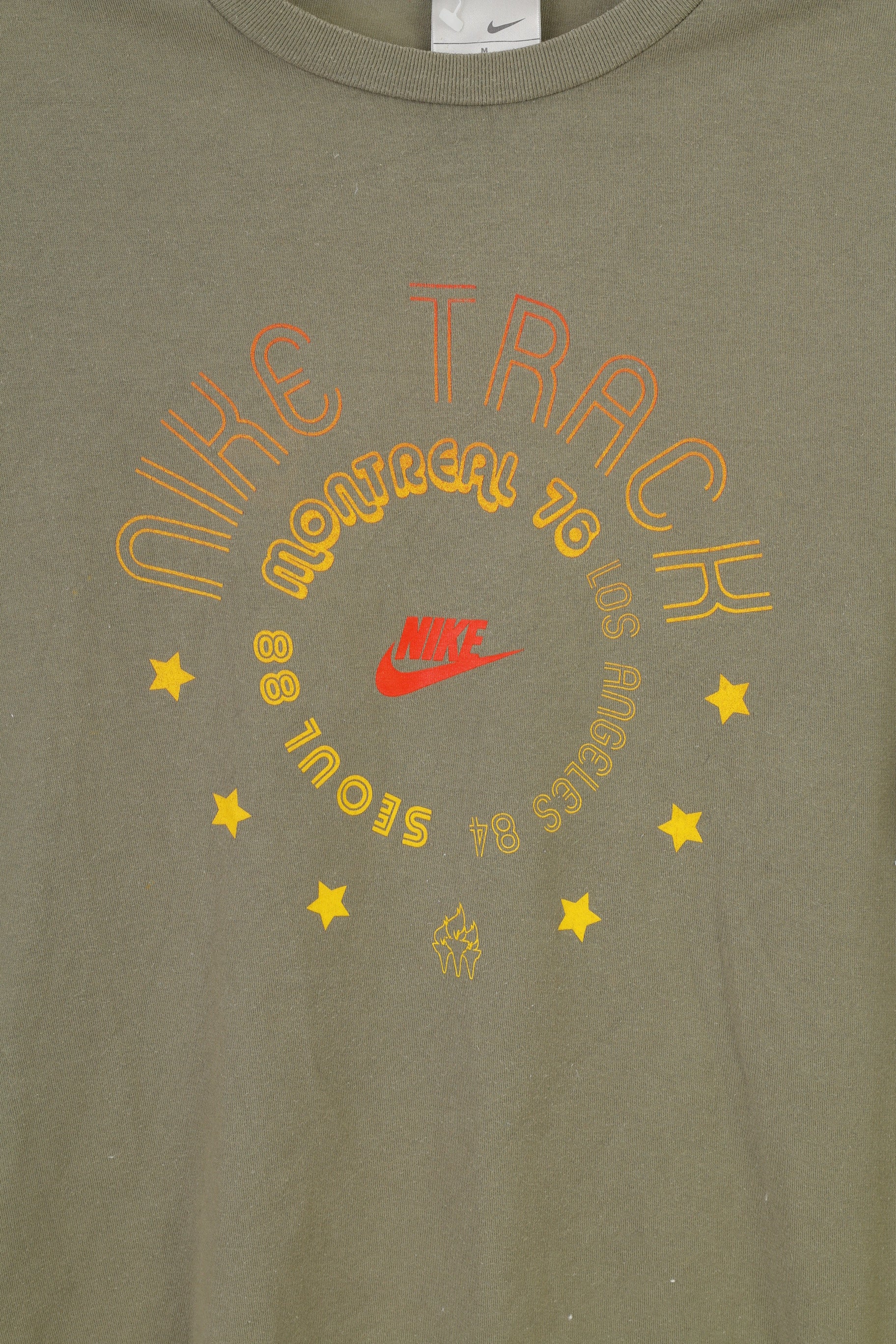 Nike Men M T-Shirt Khaki Short Sleeve Cotton Sport Vintage Graphic Top - Image 4