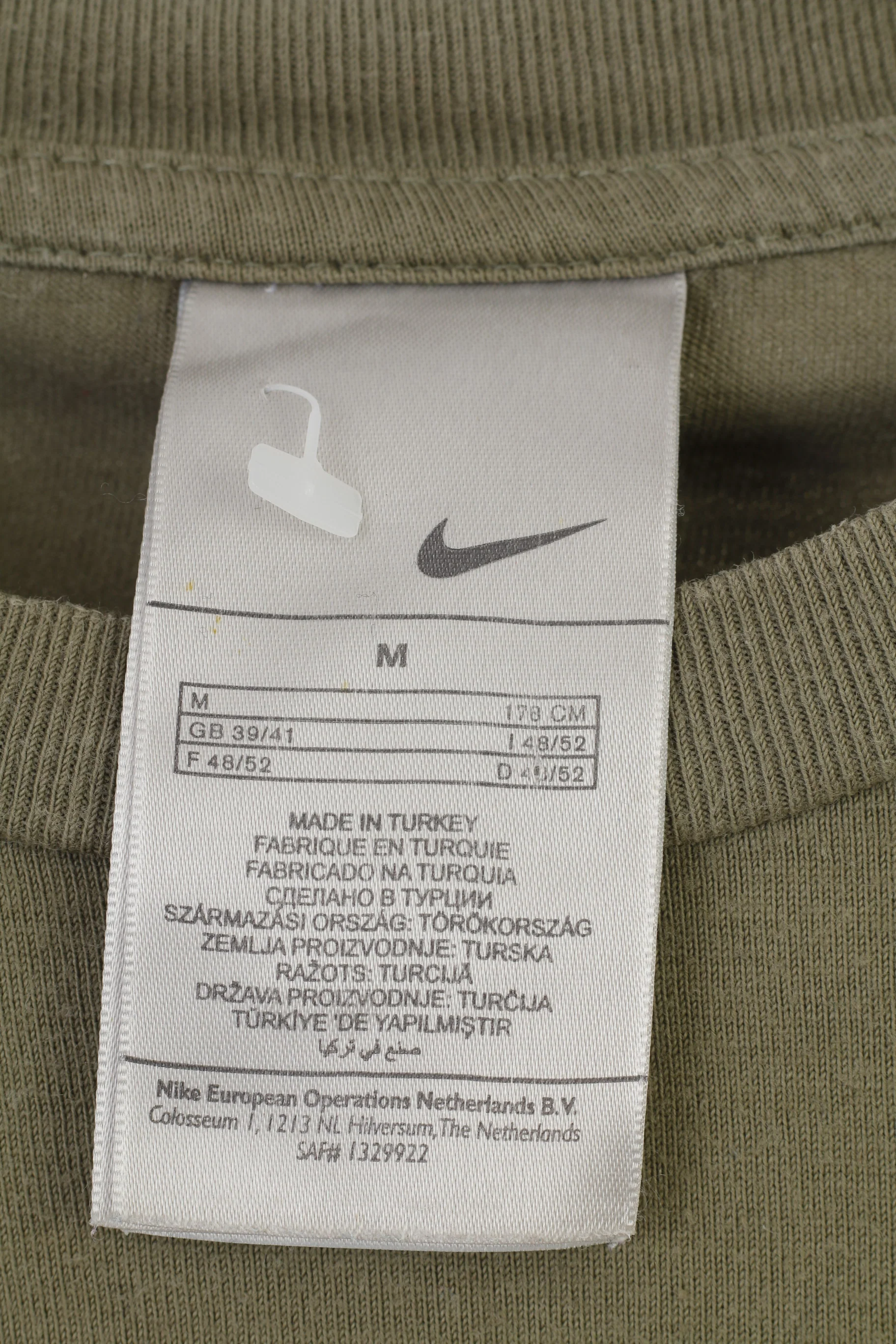 Nike Men M T-Shirt Khaki Short Sleeve Cotton Sport Vintage Graphic Top - Image 5
