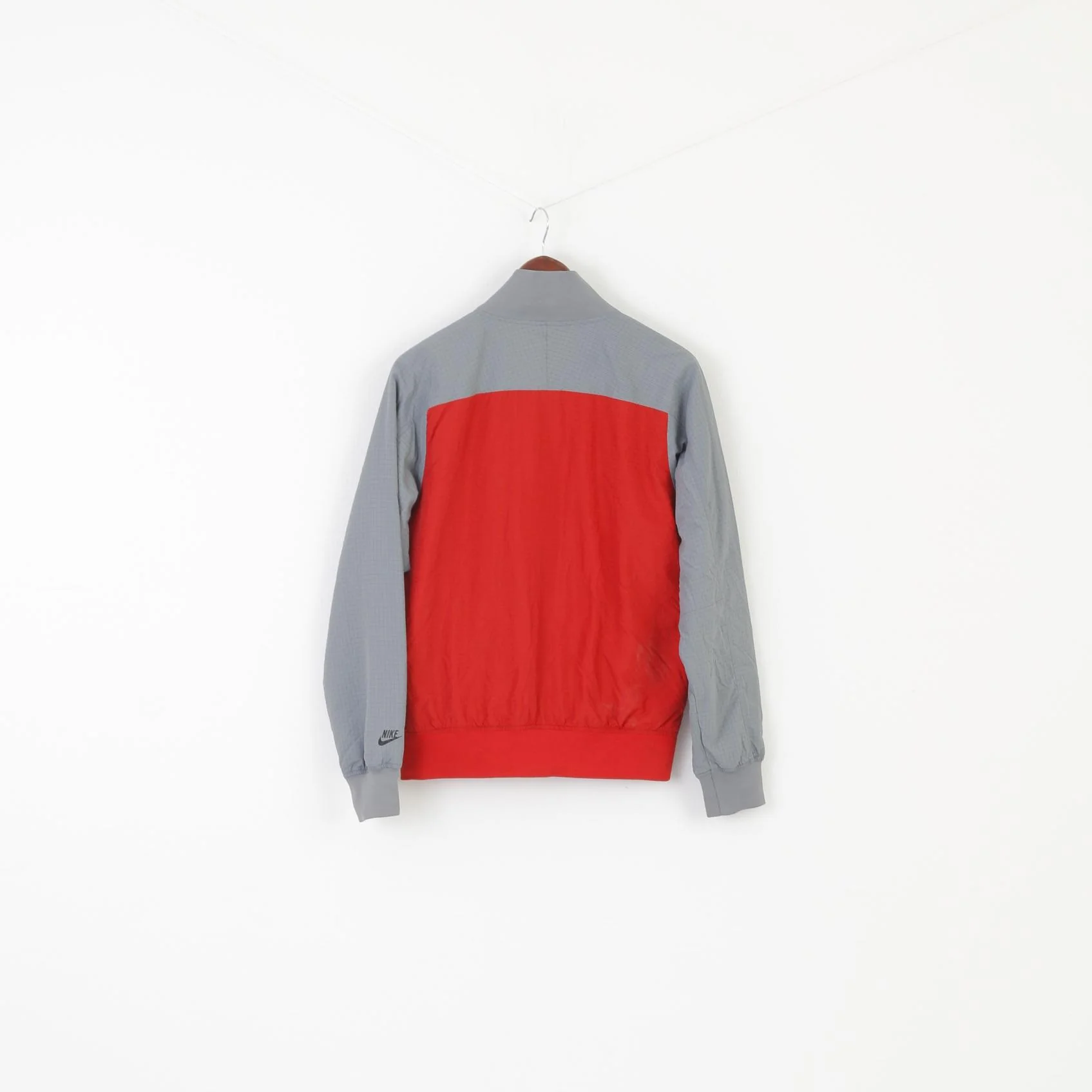 Nike Men S Jacket Gray Red Vintage Nylon Full Zipper Sportswear Collared Top - Image 7