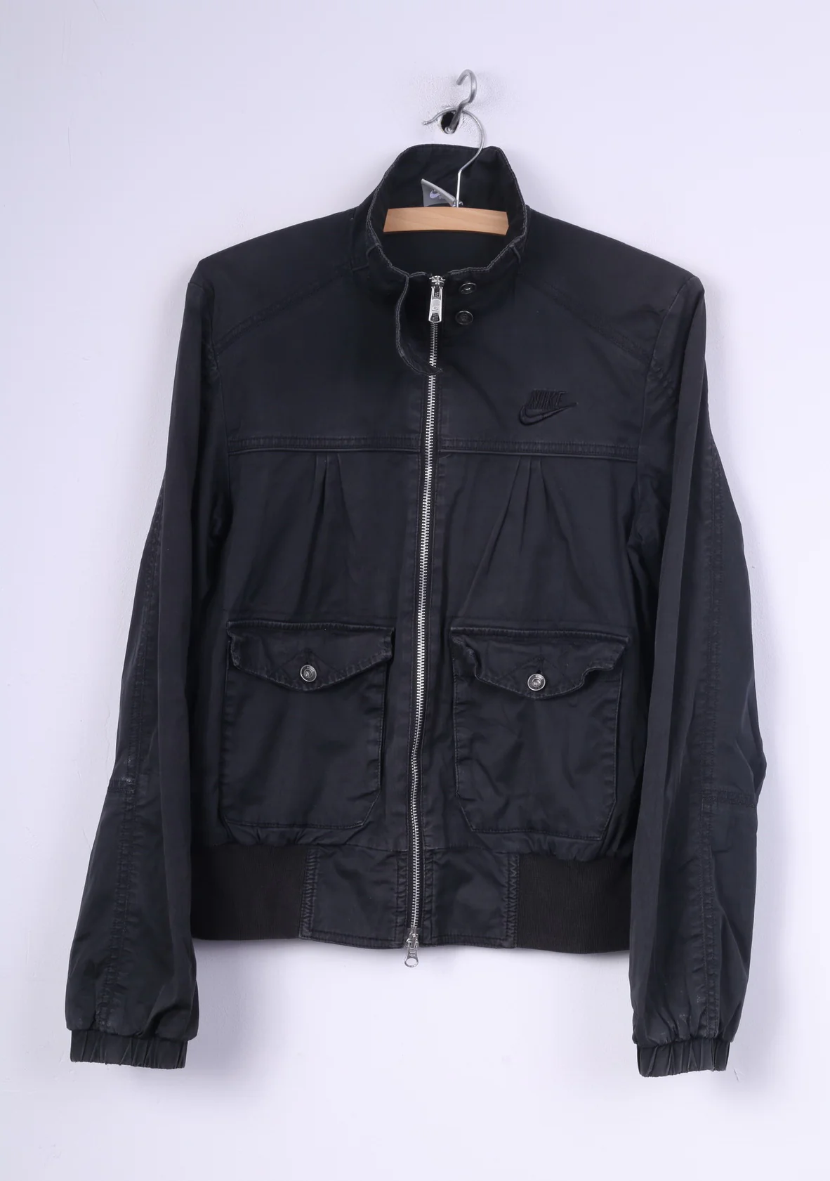 Nike Sportswear Womens L 14/16 Jacket Black Cotton Full Zipper Pocket
