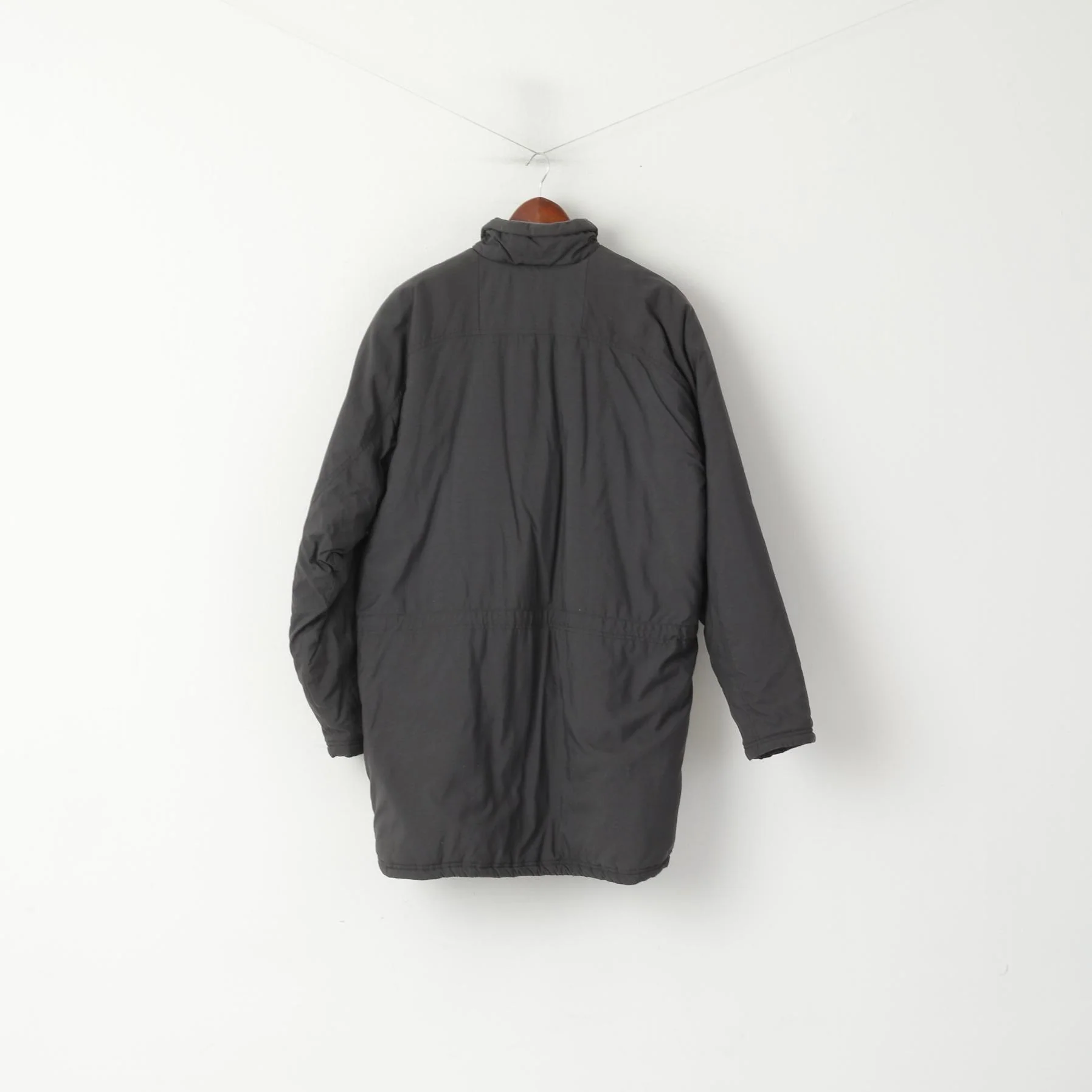 Nike Team Men L 183 Jacket Grey Nylon Waterproof Padded Warm Long Zip Up Top - Image 9