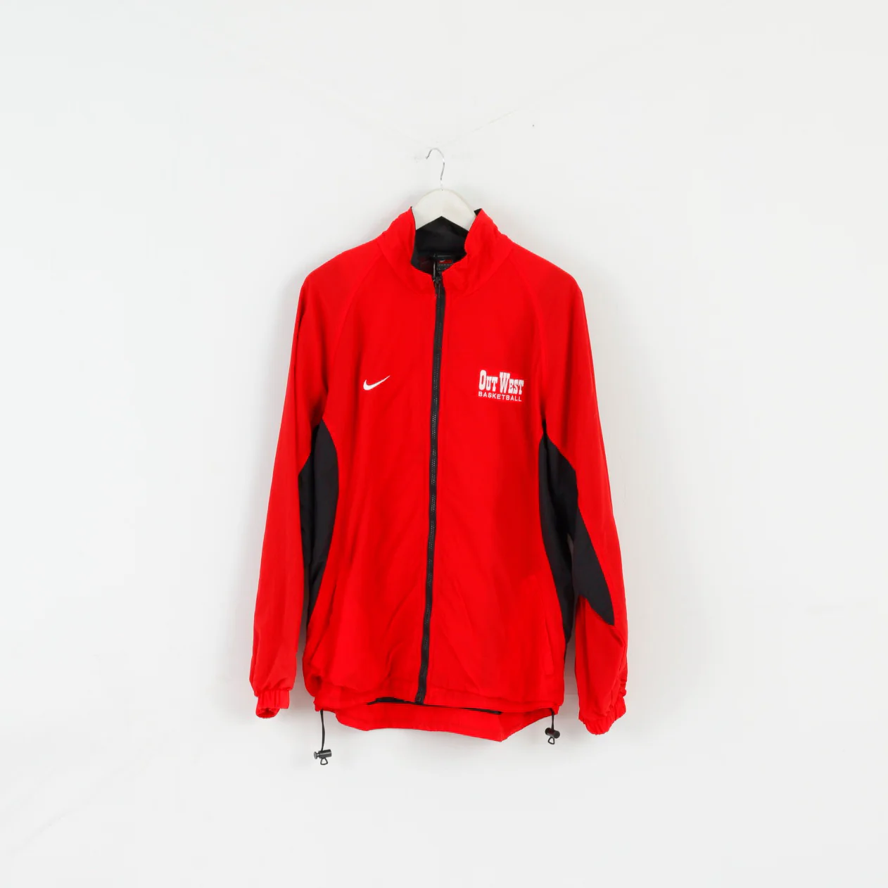 Nike Team Men L Jacket Red Nylon Out West Basketball Activewear Zip Up Top - Image 2
