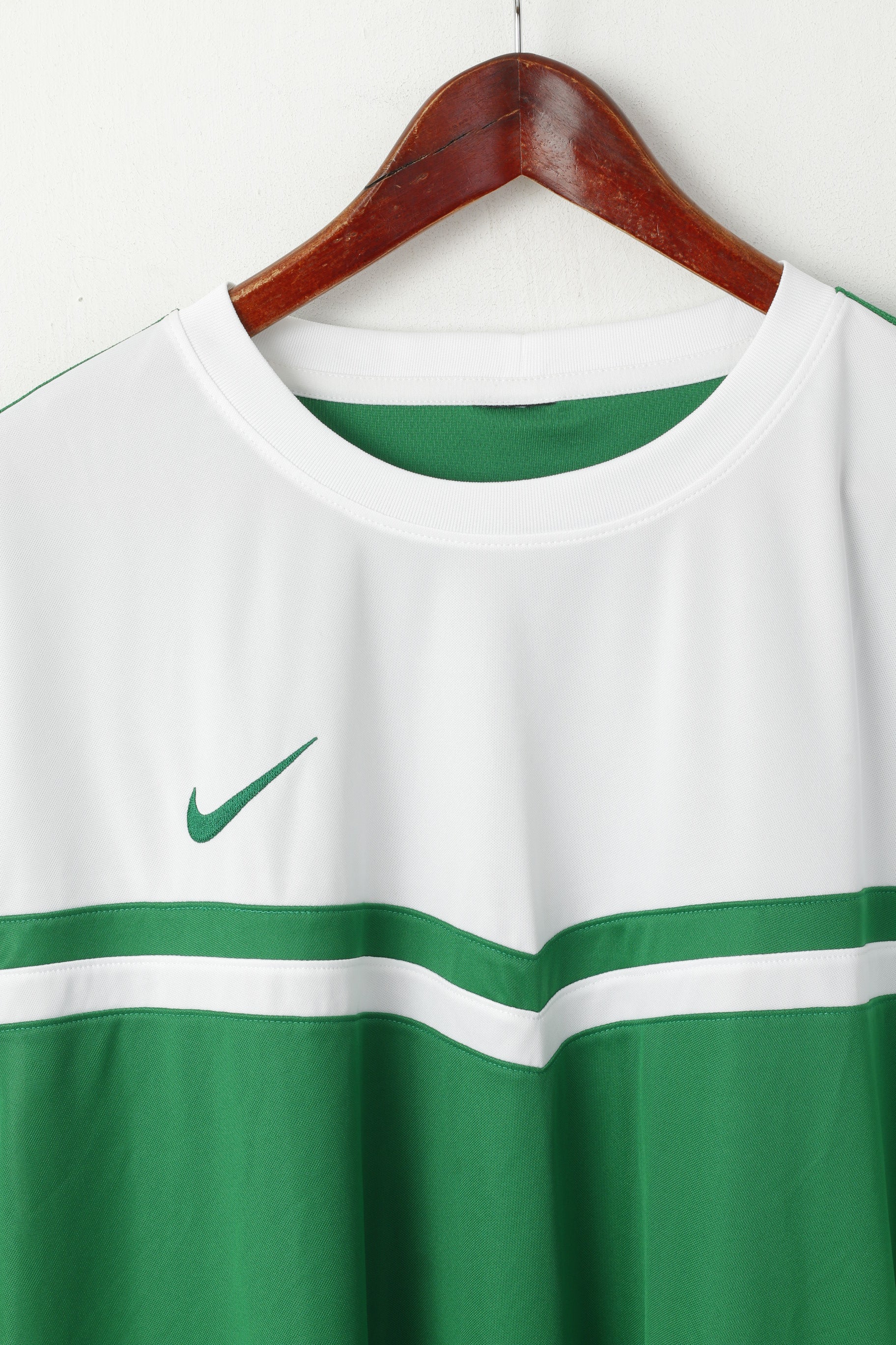 Nike Team Men XXL Shirt White Green Crew Neck Dri Fit Activewear Sport Jersey - Image 2