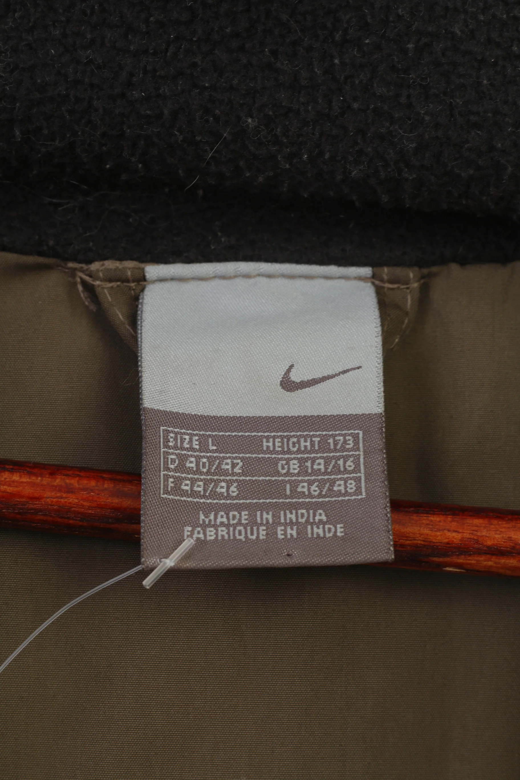 Nike Woman L Jacket Khaki Ful Zipper Hood Padded Pockets Vintage Top - Image 5