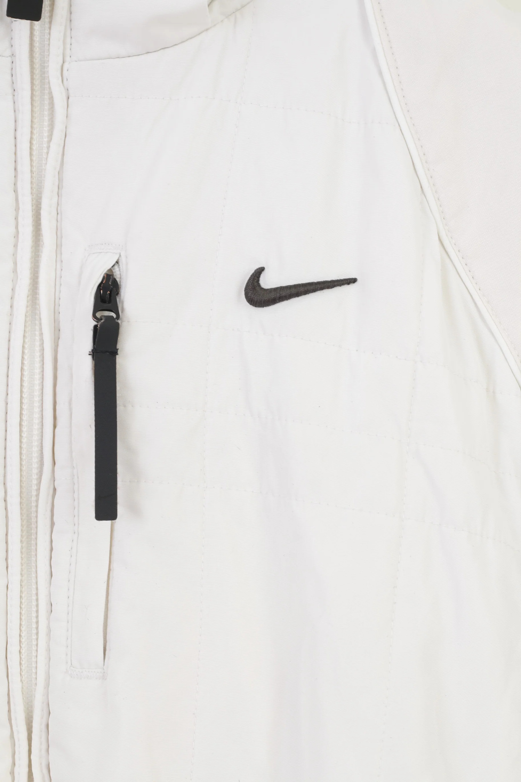 Nike Women 34 Jacket White Padded Hood Pockets Outwear Sport Vintage Top - Image 4