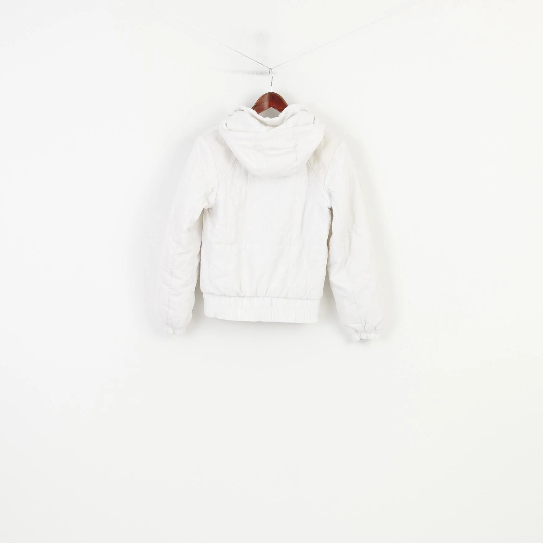 Nike Women 34 Jacket White Padded Hood Pockets Outwear Sport Vintage Top - Image 7