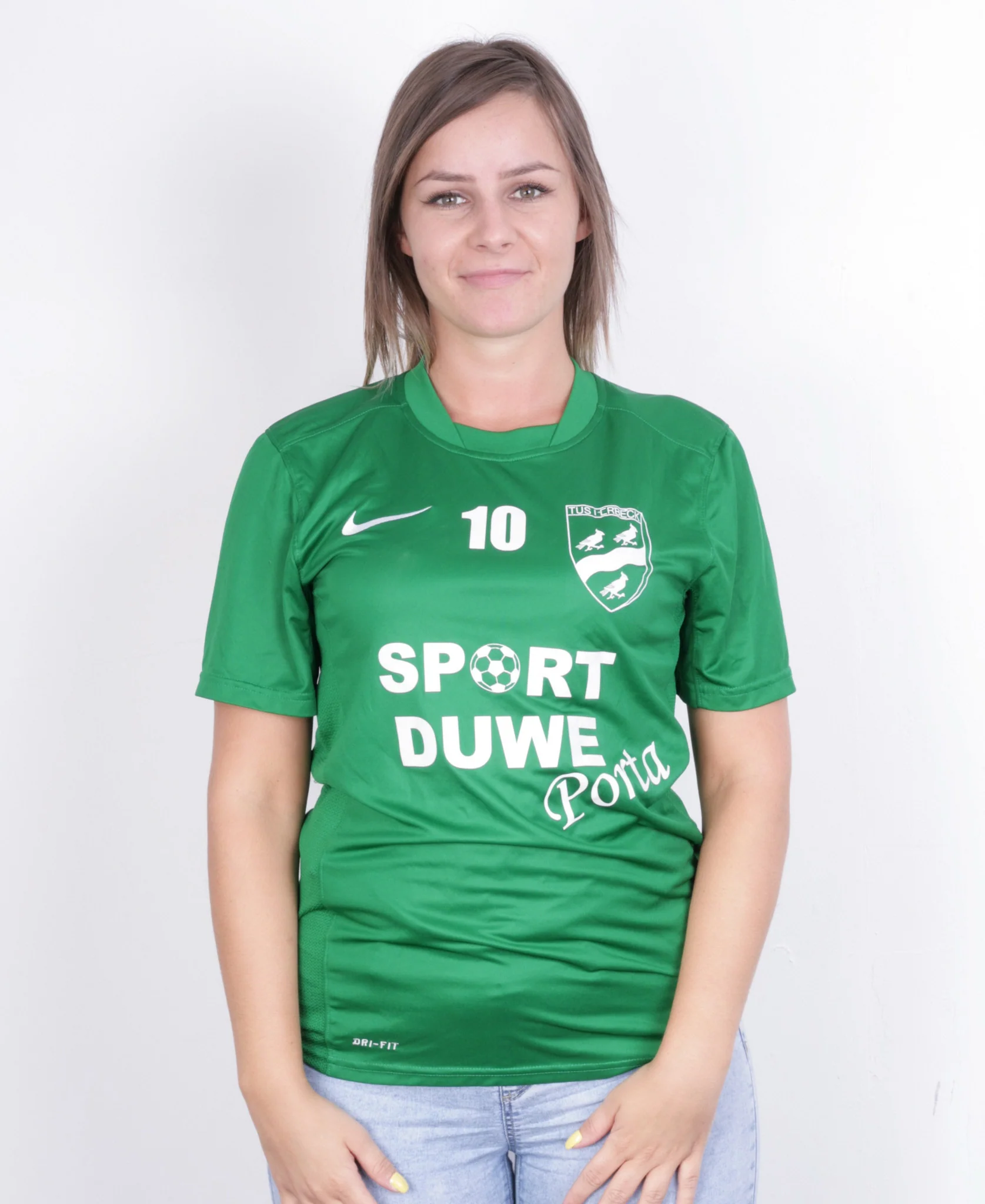 Nike Womens S Shirt Green Dri-Fit Sport Short Sleeve Football