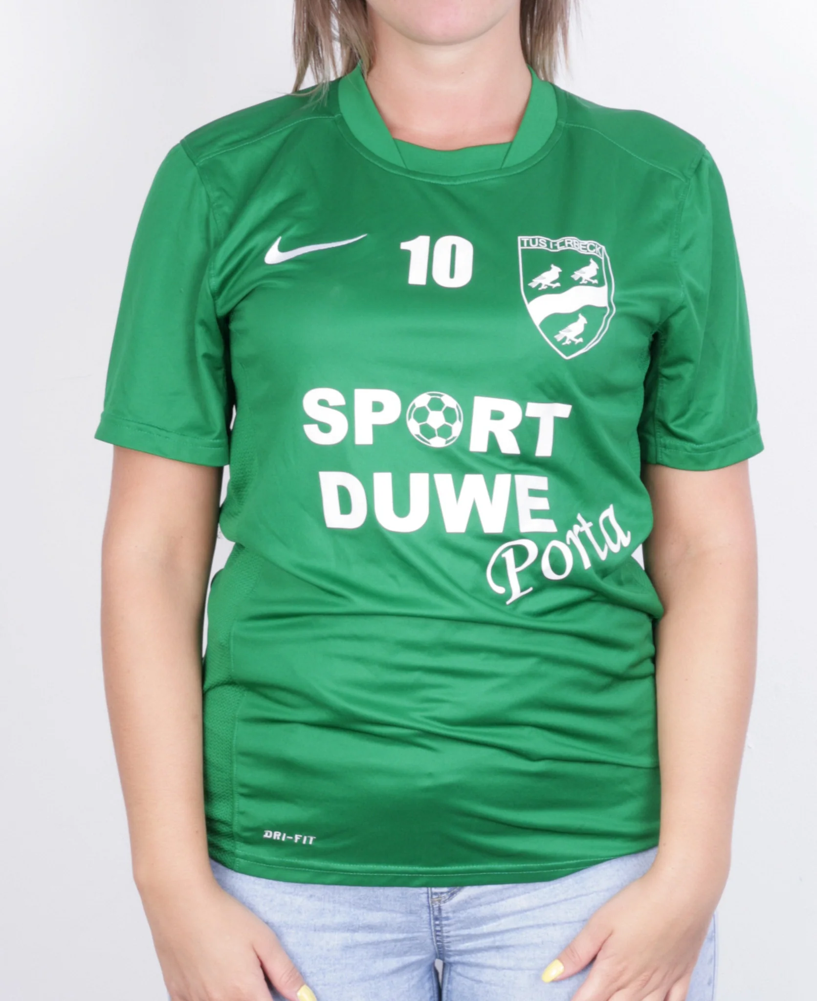 Nike Womens S Shirt Green Dri-Fit Sport Short Sleeve Football - Image 2