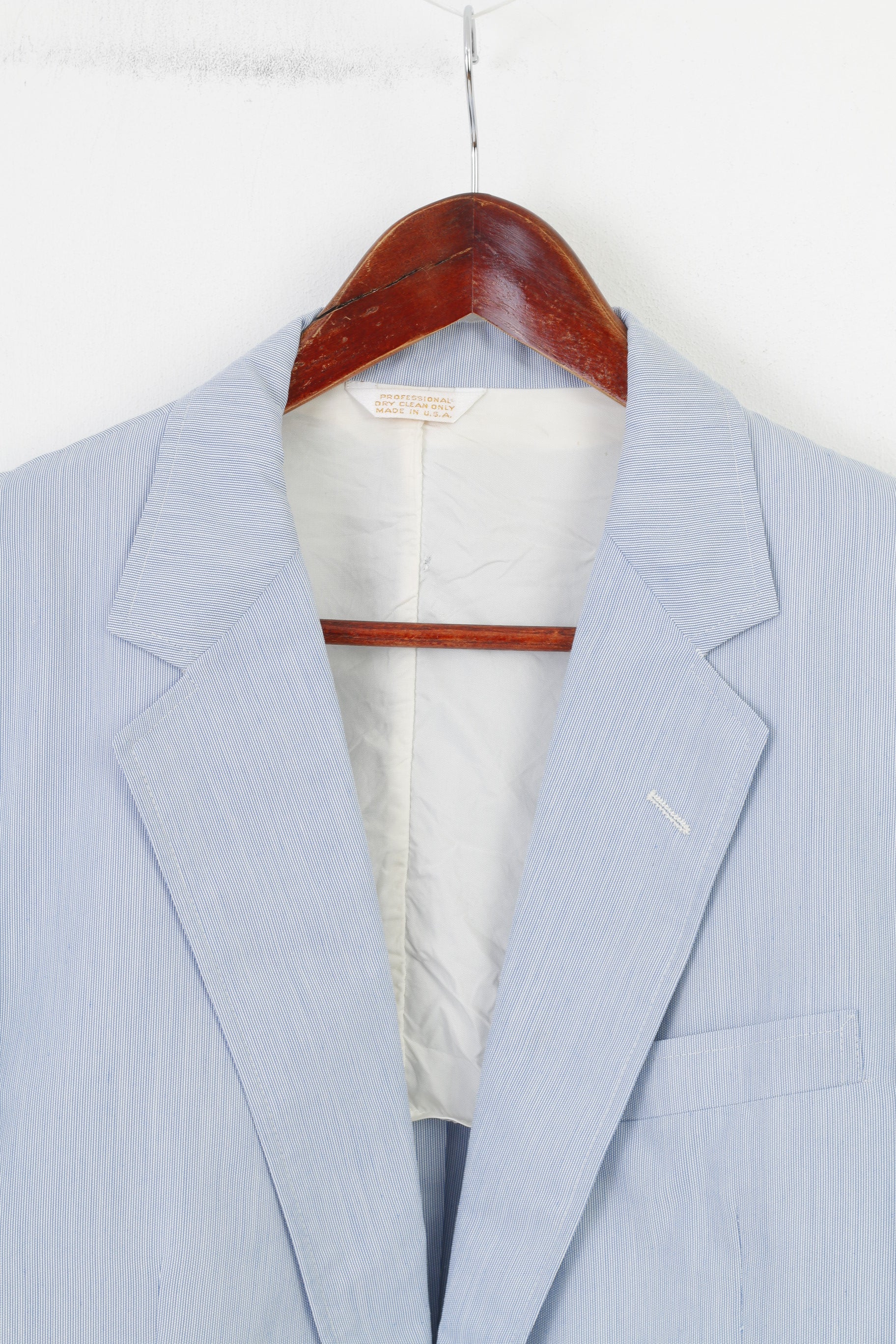 Nordstrom Men 50 Blazer Blue Striped Bottom Collar Elegant Shoulder Pads Jacket - Image 2