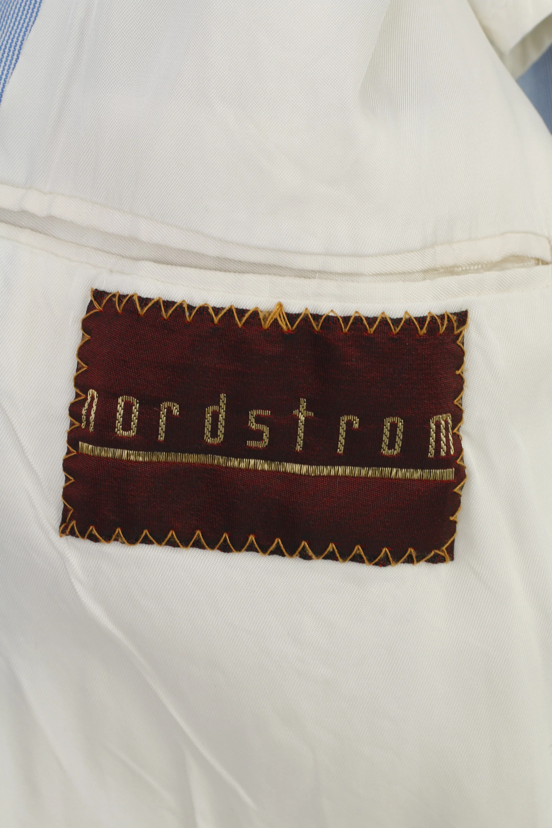 Nordstrom Men 50 Blazer Blue Striped Bottom Collar Elegant Shoulder Pads Jacket - Image 4