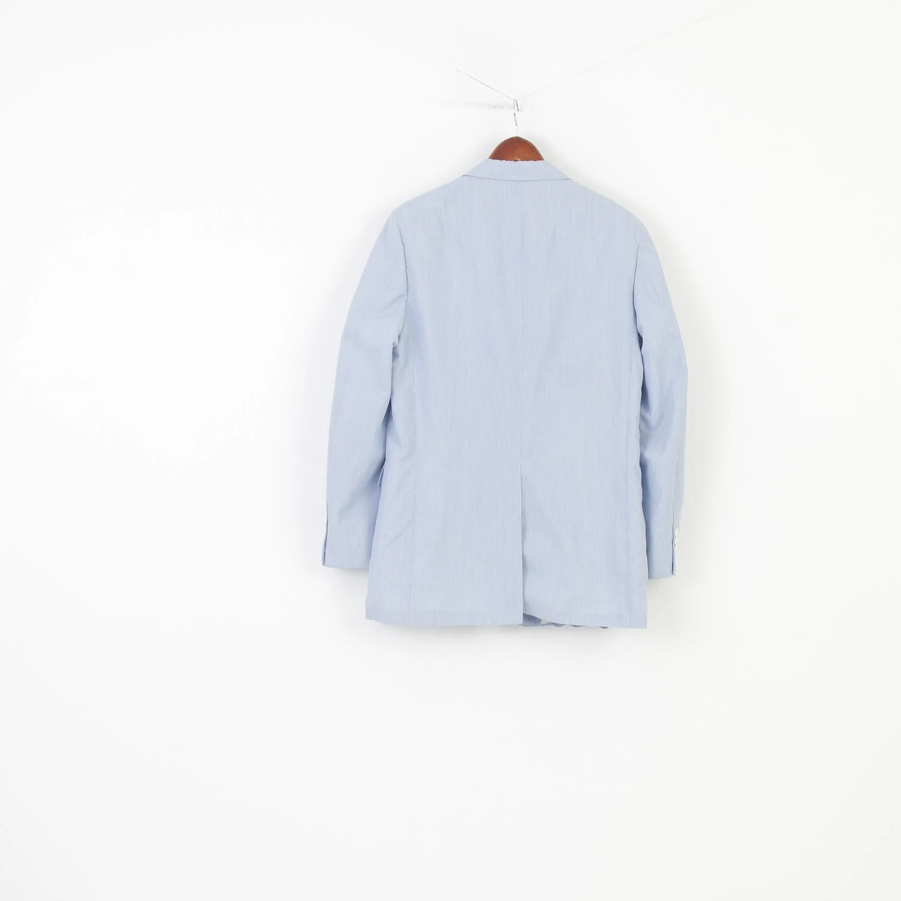 Nordstrom Men 50 Blazer Blue Striped Bottom Collar Elegant Shoulder Pads Jacket - Image 5