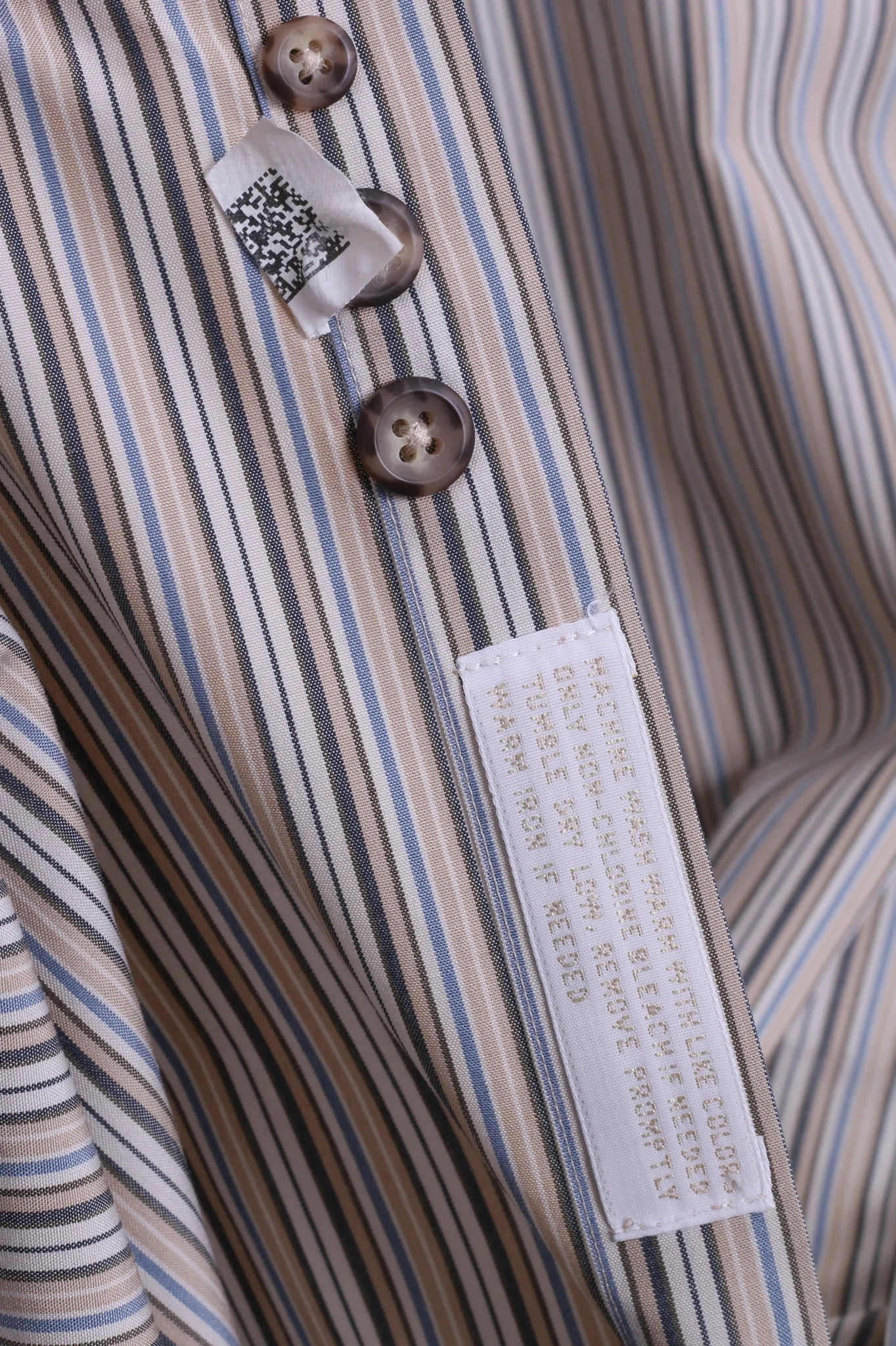 Nordstrom Mens XL Casual Shirt Cotton Striped Beige Color Button Down Collar - Image 5