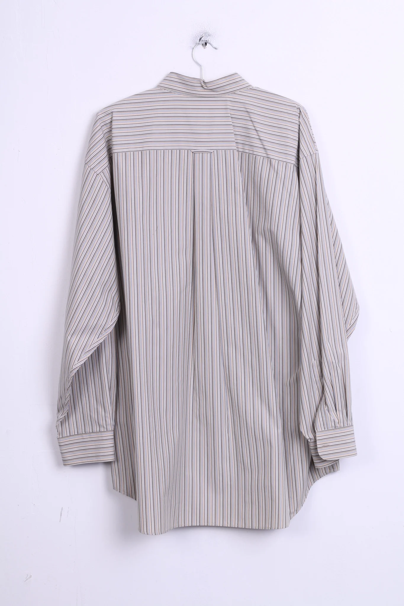 Nordstrom Mens XL Casual Shirt Cotton Striped Beige Color Button Down Collar - Image 7