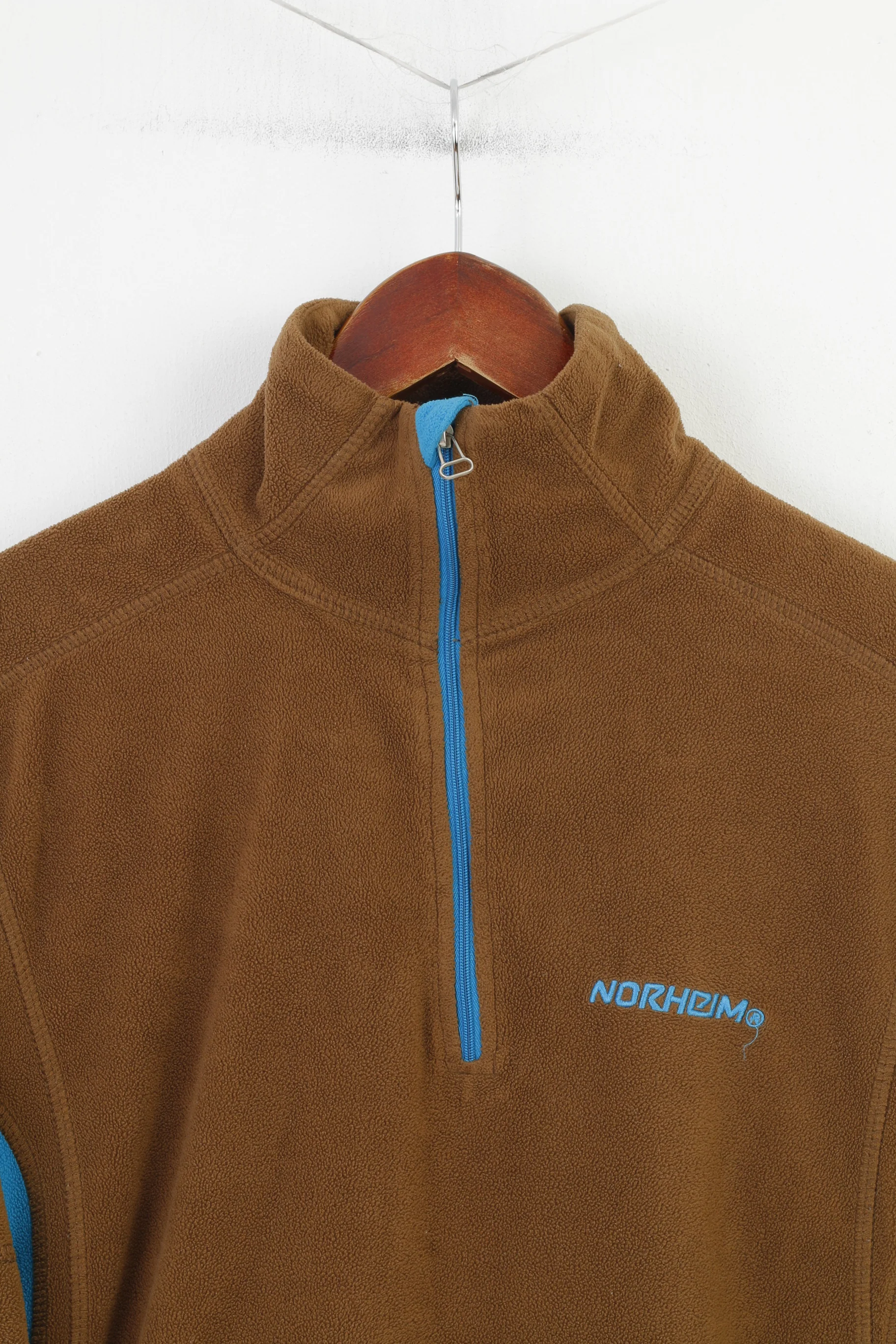 Norheim Women L Fleece Brown Zip Neck Slim Fit Outdoor Vintage Top - Image 2