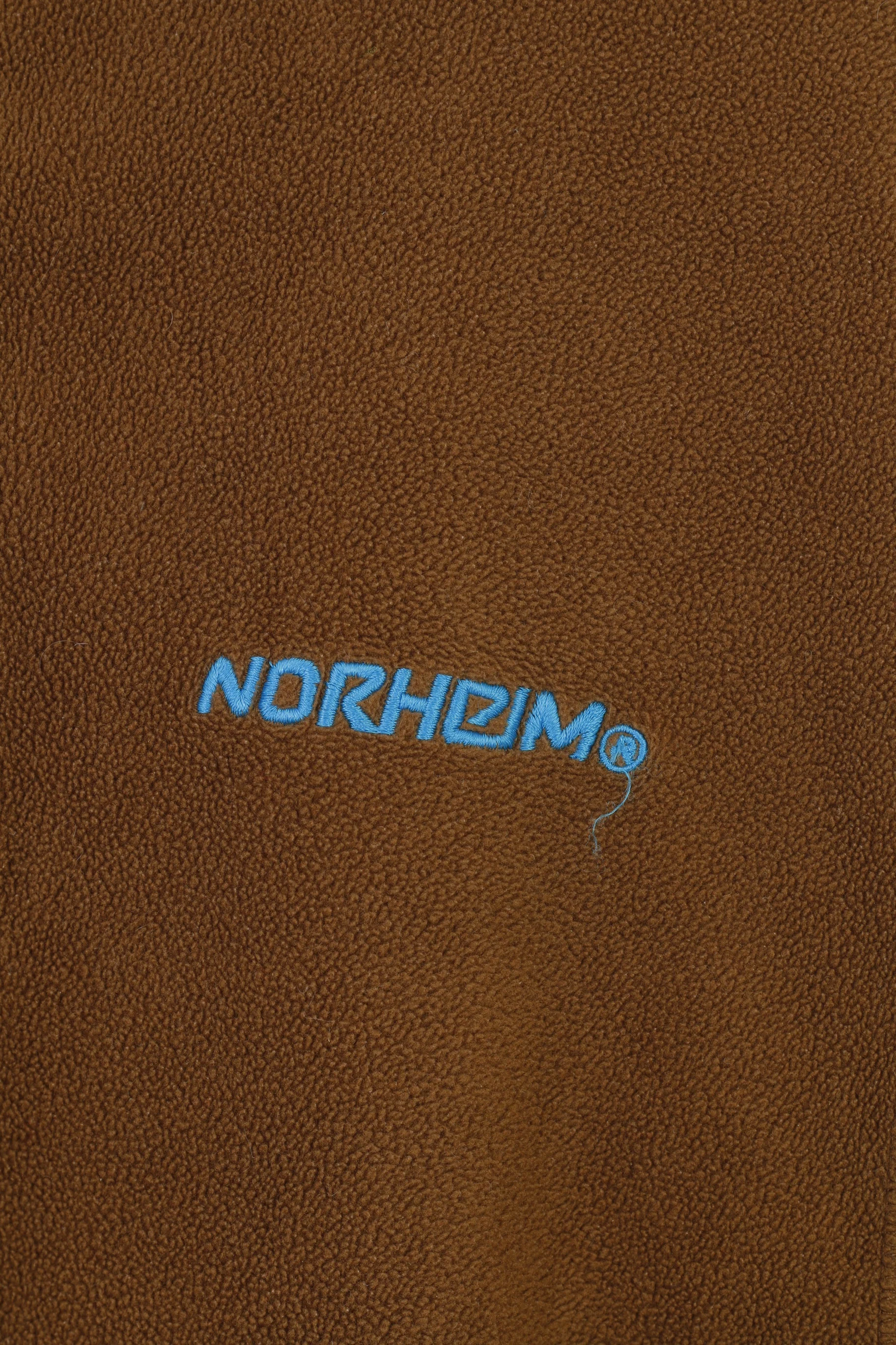 Norheim Women L Fleece Brown Zip Neck Slim Fit Outdoor Vintage Top - Image 4