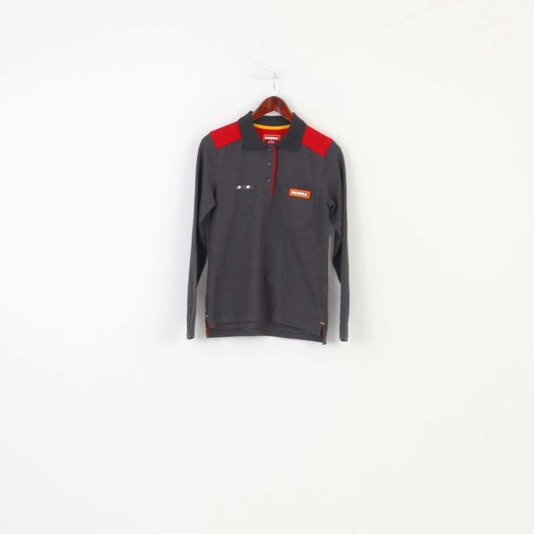 Norma Men S Polo Shirt Gray Sportswear Cotton Long Sleeve Sport Top