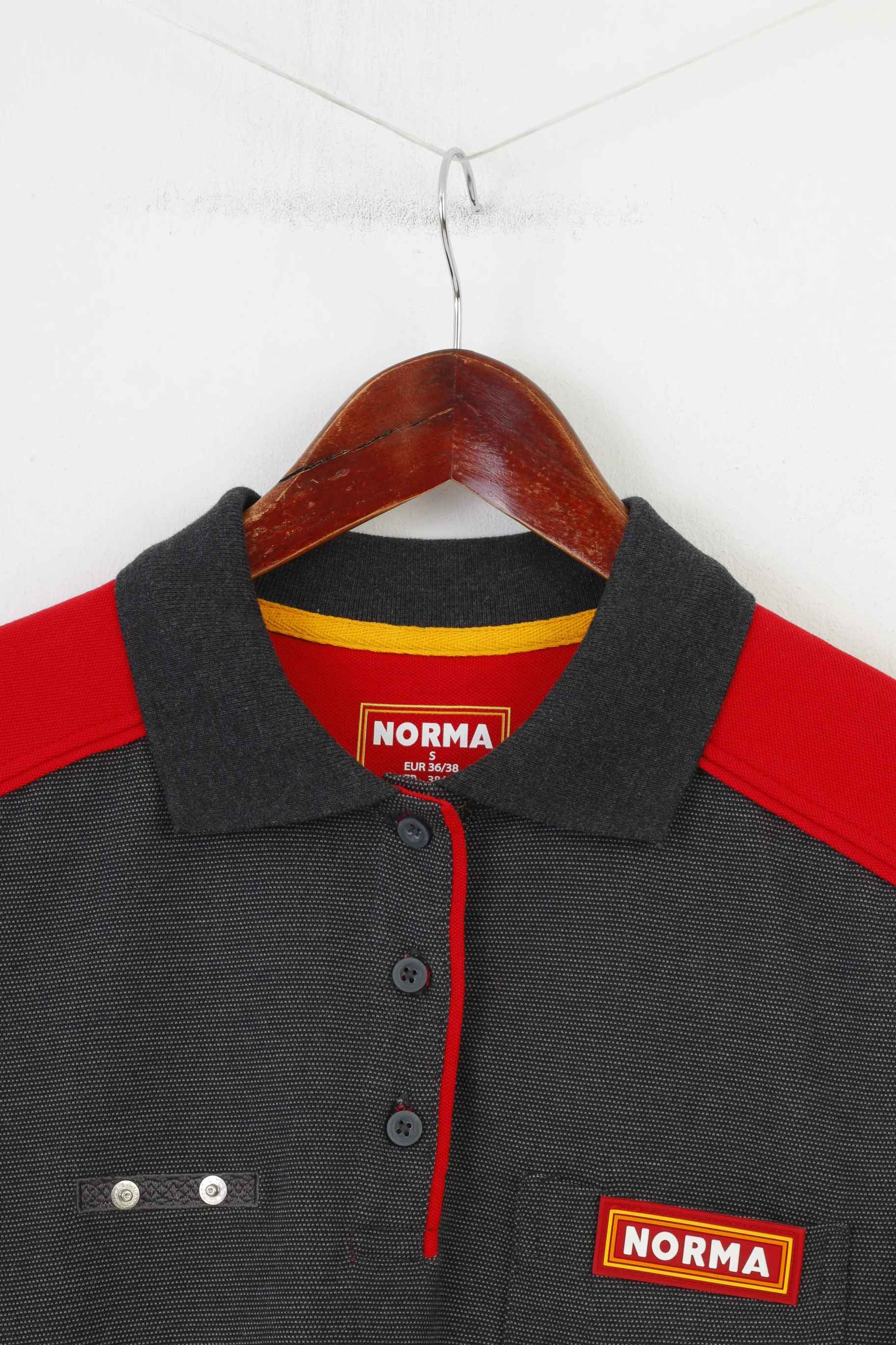 Norma Men S Polo Shirt Gray Sportswear Cotton Long Sleeve Sport Top - Image 2