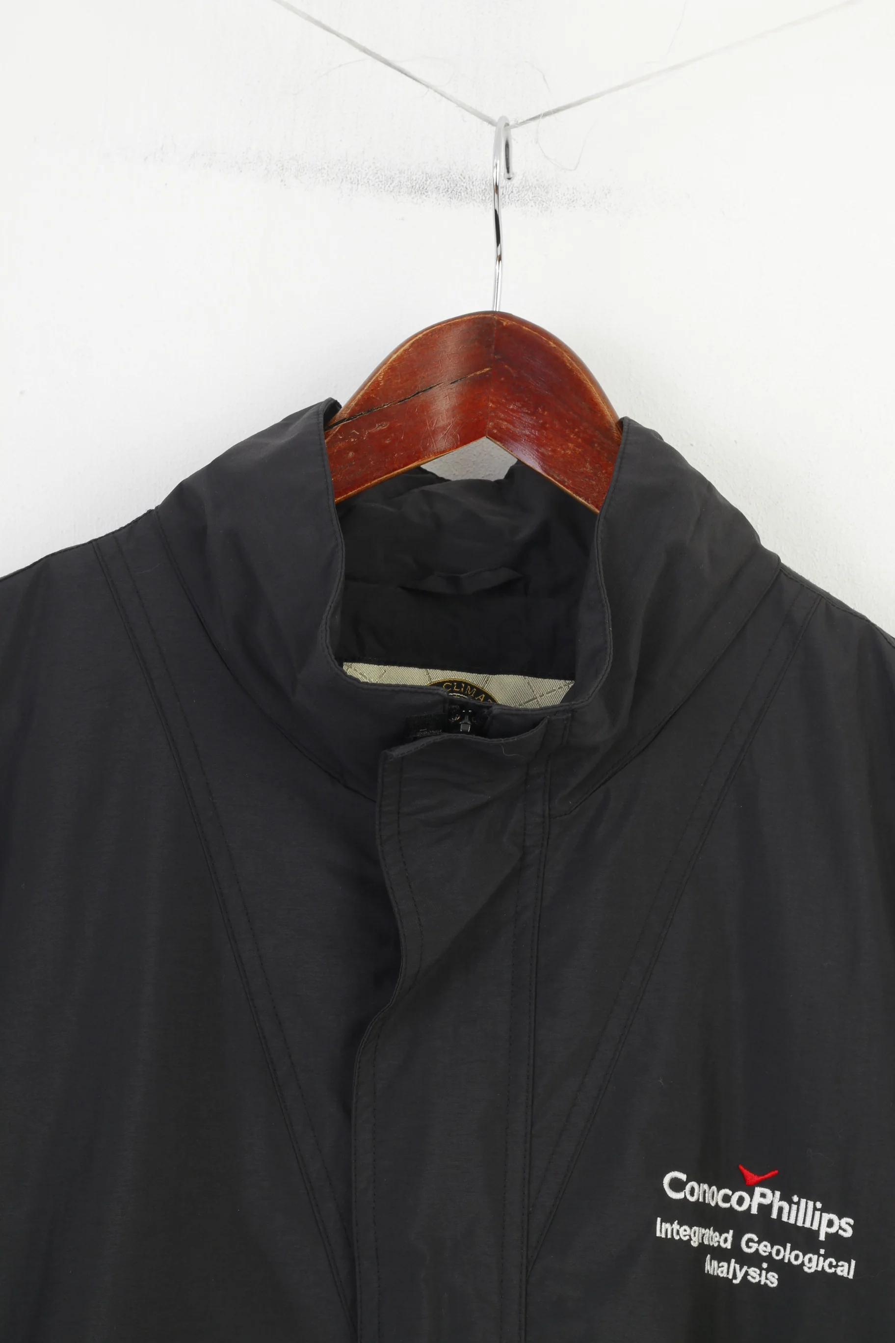 North End Men L Jacket Full Zipper Black Waterproof ConocoPhilips Vintage Detachable Sleeves Top - Image 2