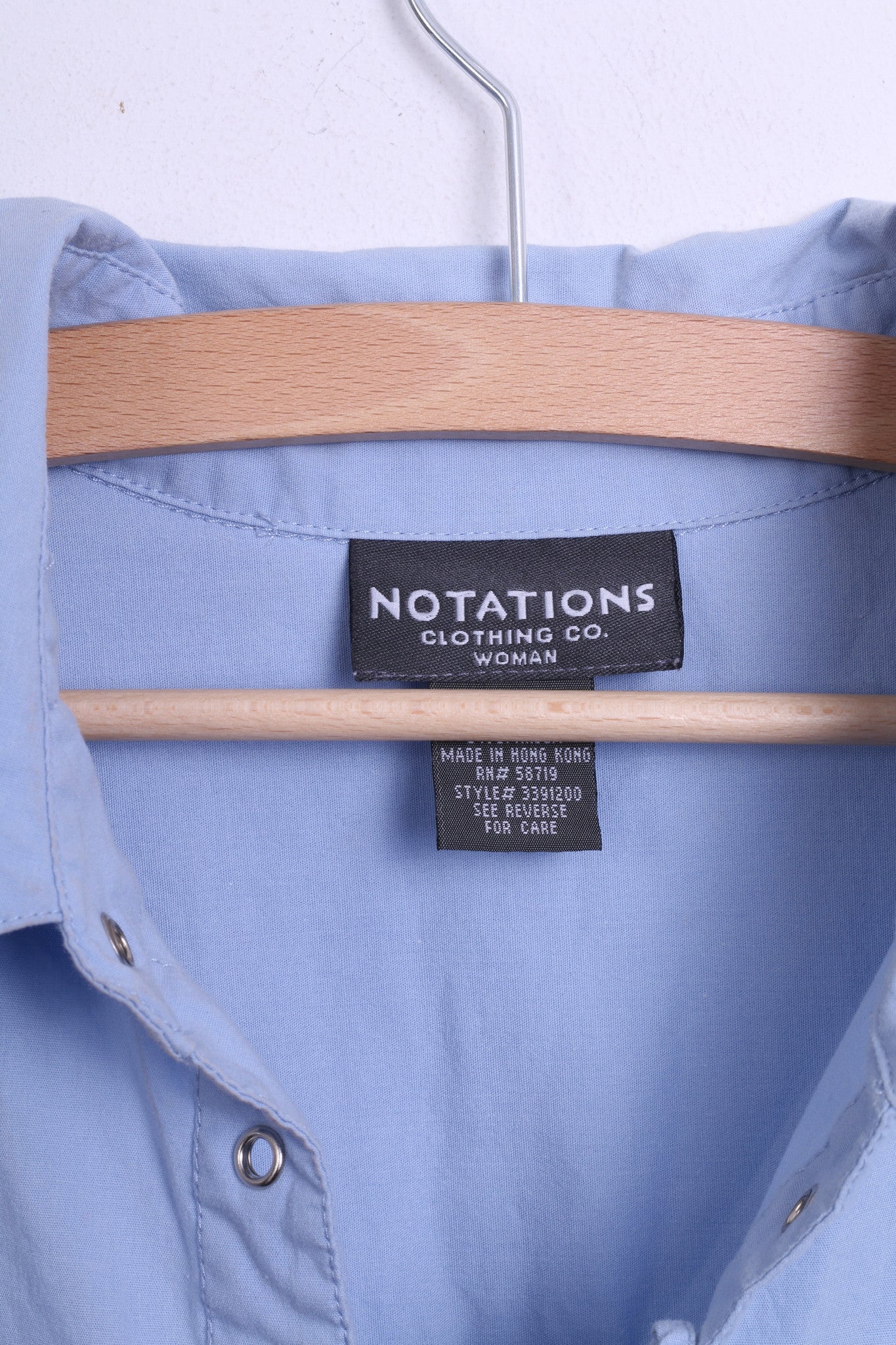Notations Womens 2XL Casual Shirt Cotton Blue Short Sleeve - Image 2