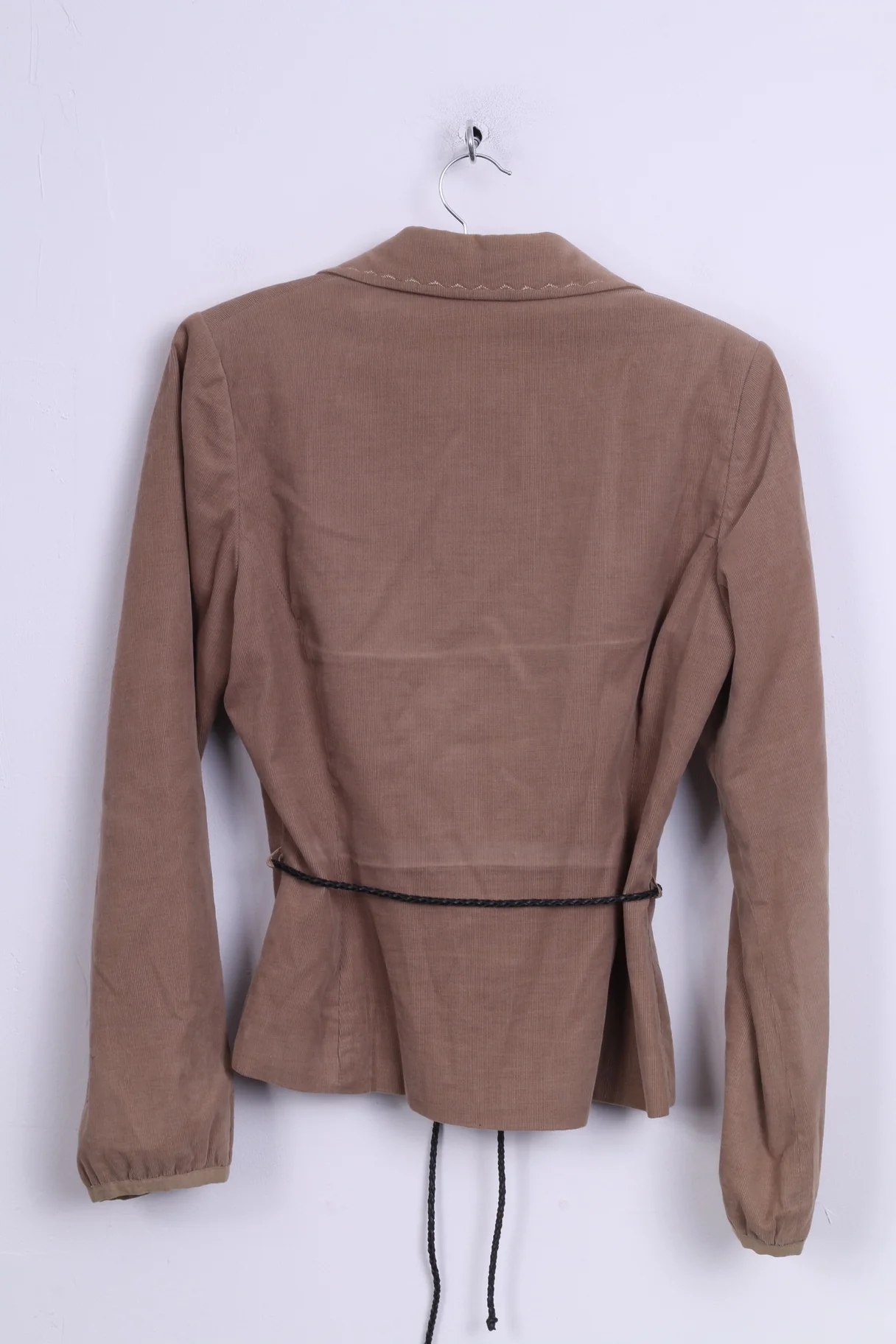 O By Isabell Kristensen Women L (M) Blazer Beige Corduroy Embroidered Flowers Top - Image 5