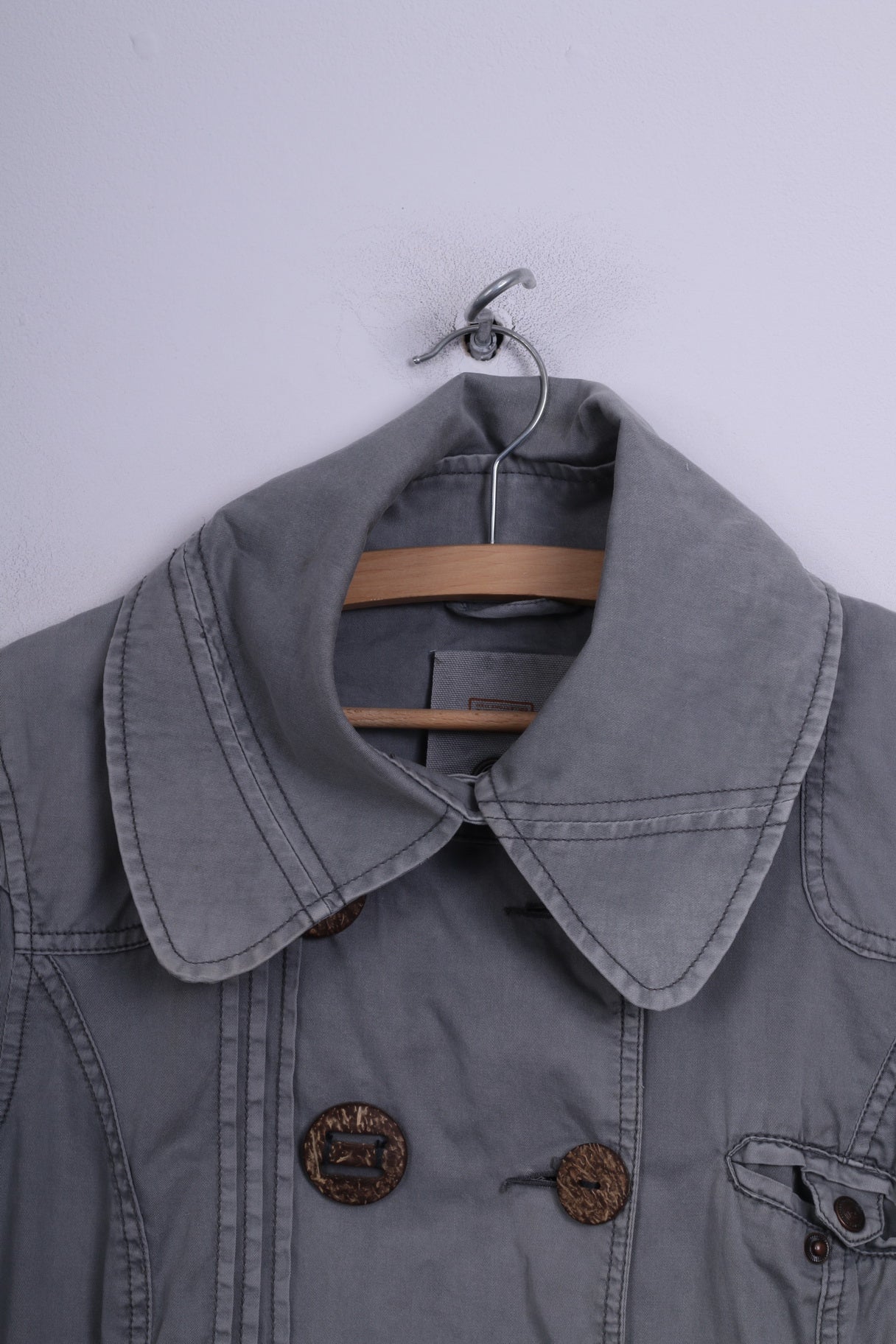 Object Womens M Lightweight Jacket Grey Single Breasted Cotton - Image 2