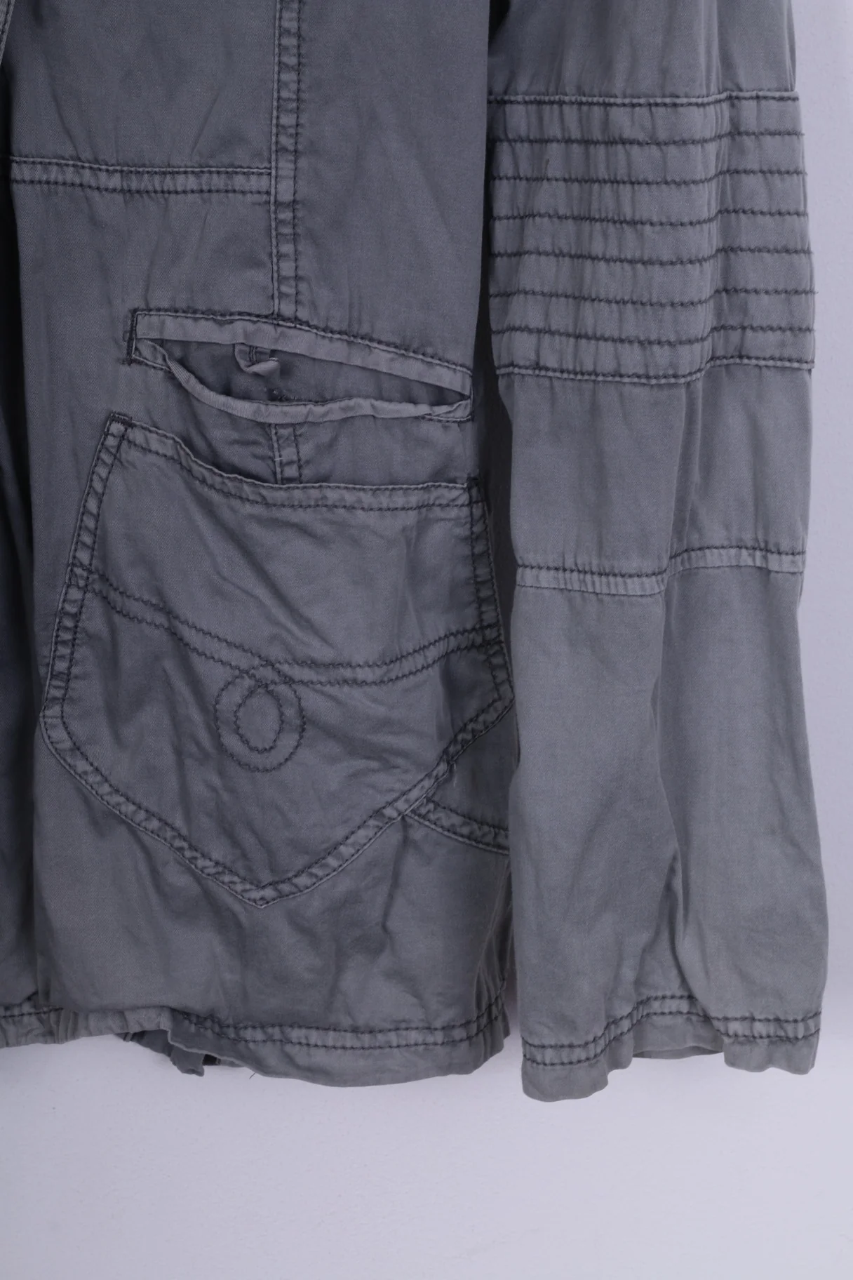 Object Womens M Lightweight Jacket Grey Single Breasted Cotton - Image 3