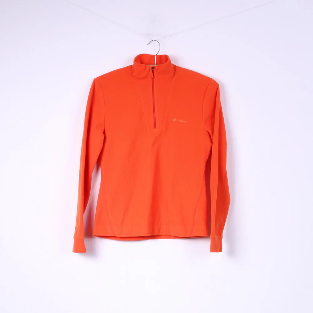 Odlo Womens S Fleece Top Orange Sweatshirt Zip Neck Activewear Top