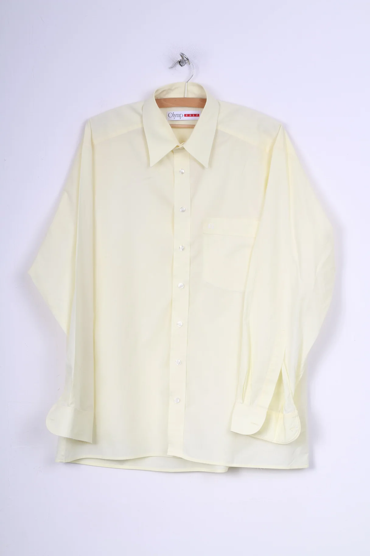 Olymp Golf Mens 42 XL Casual Shirt Yellow Cotton Long Sleeve