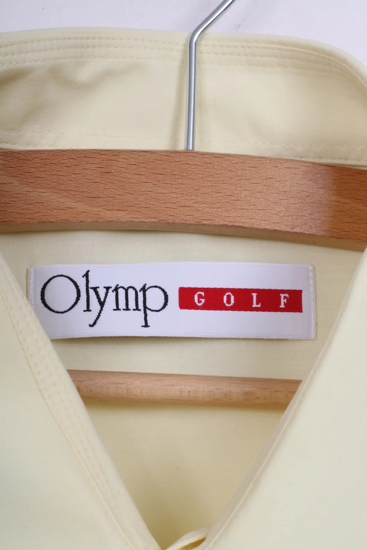 Olymp Golf Mens 42 XL Casual Shirt Yellow Cotton Long Sleeve - Image 4