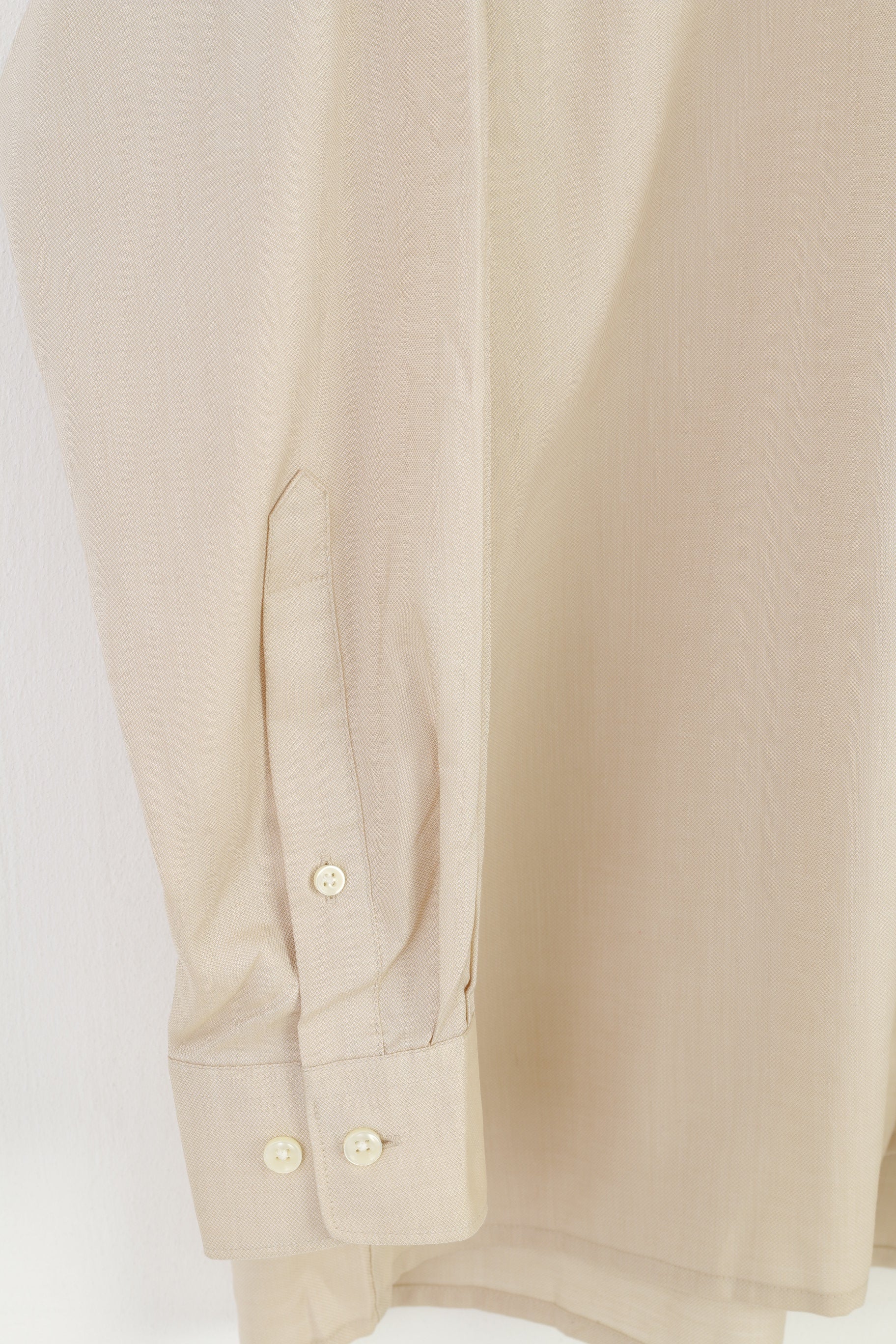Olymp Luxor Men 16.5 42 XL Casual Shirt Beige Cotton Long Sleeve Vintage Top - Image 3