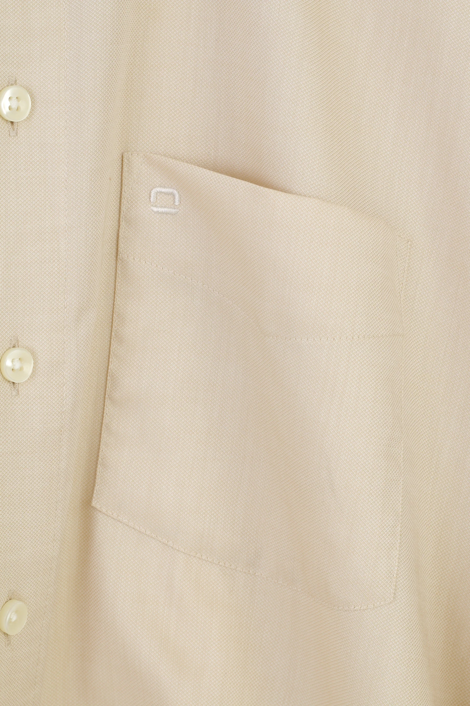 Olymp Luxor Men 16.5 42 XL Casual Shirt Beige Cotton Long Sleeve Vintage Top - Image 4