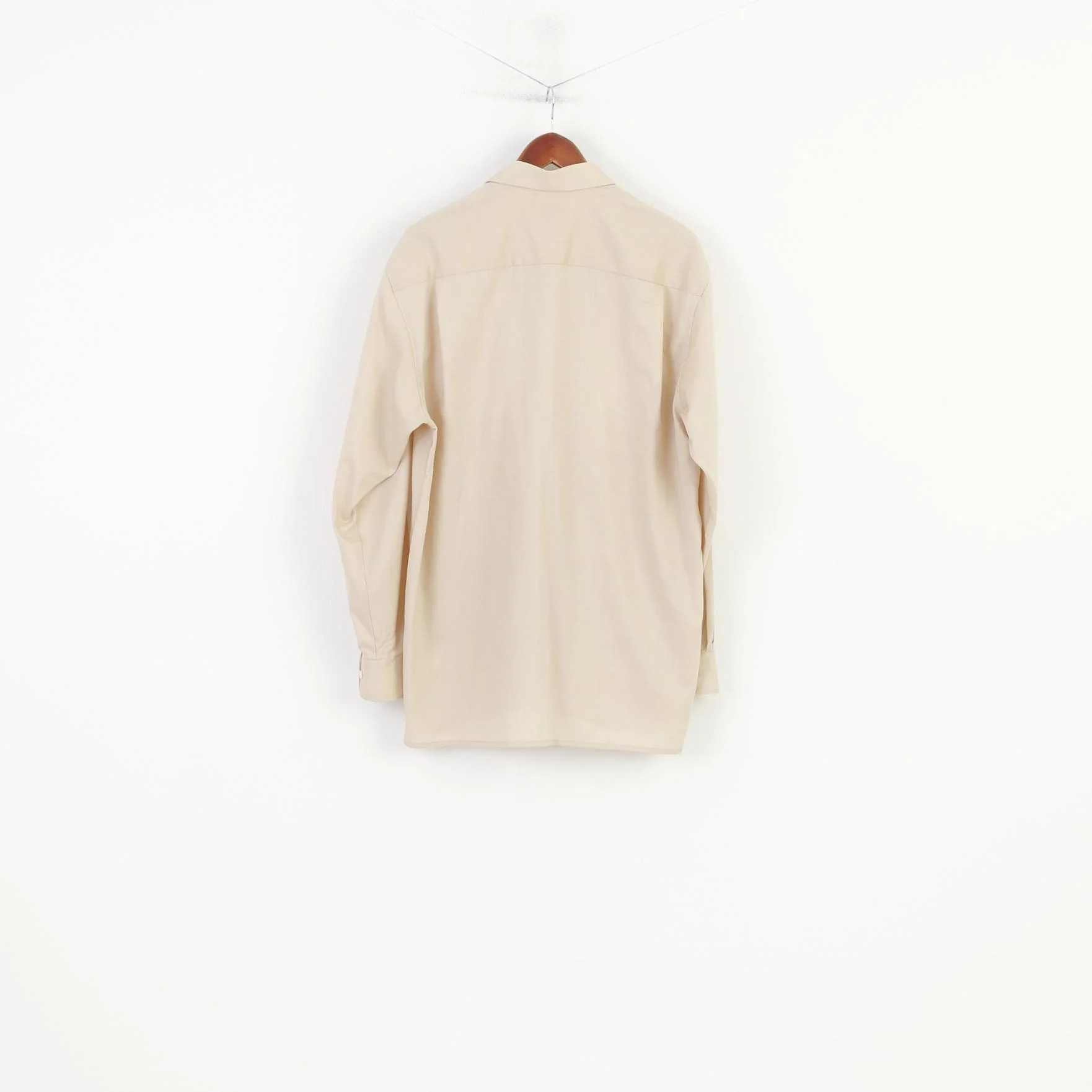 Olymp Luxor Men 16.5 42 XL Casual Shirt Beige Cotton Long Sleeve Vintage Top - Image 7