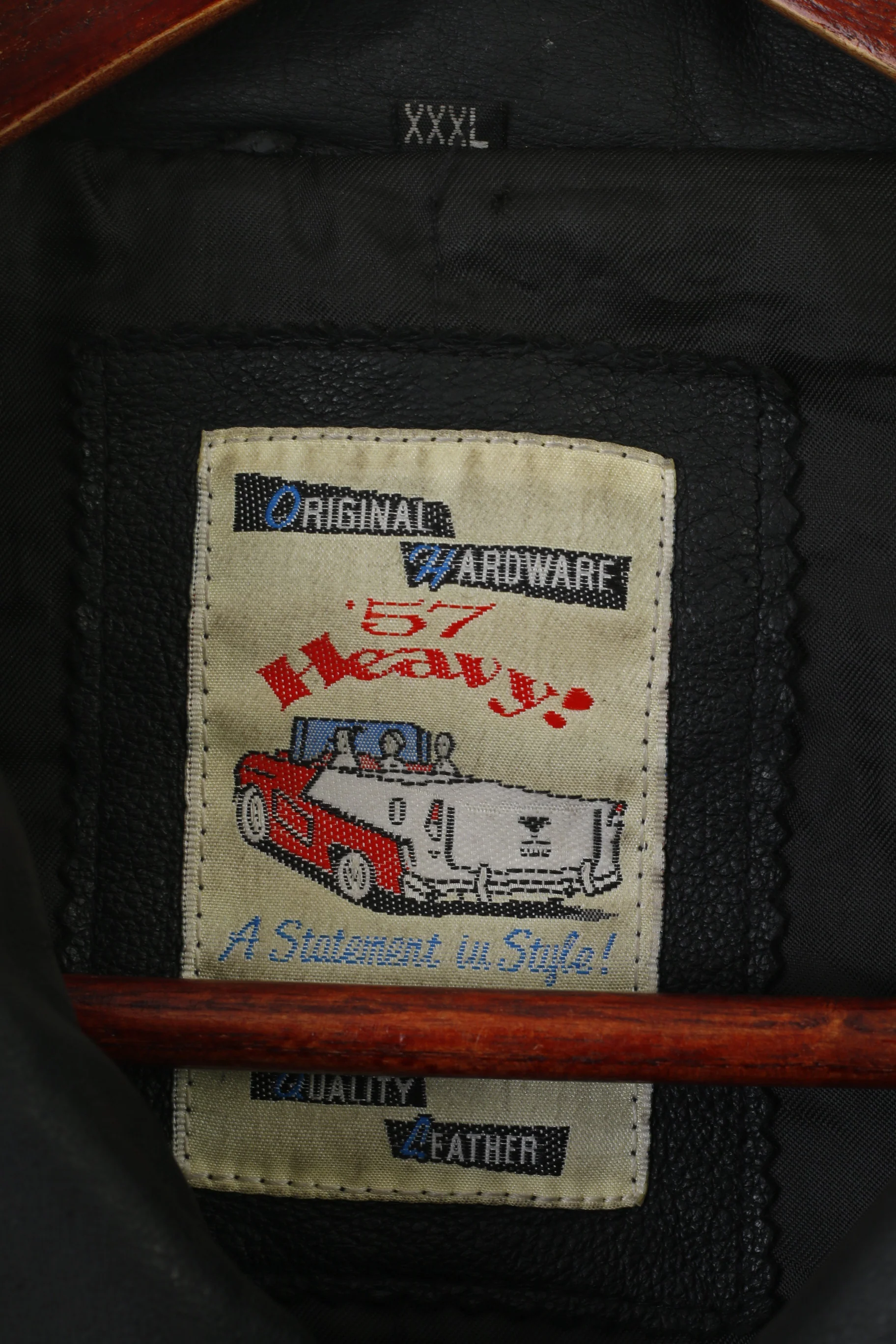 Original Hardware 57 Heavy Men 3XL Jacket Black Leather Vintage Collared Classic Top - Image 5