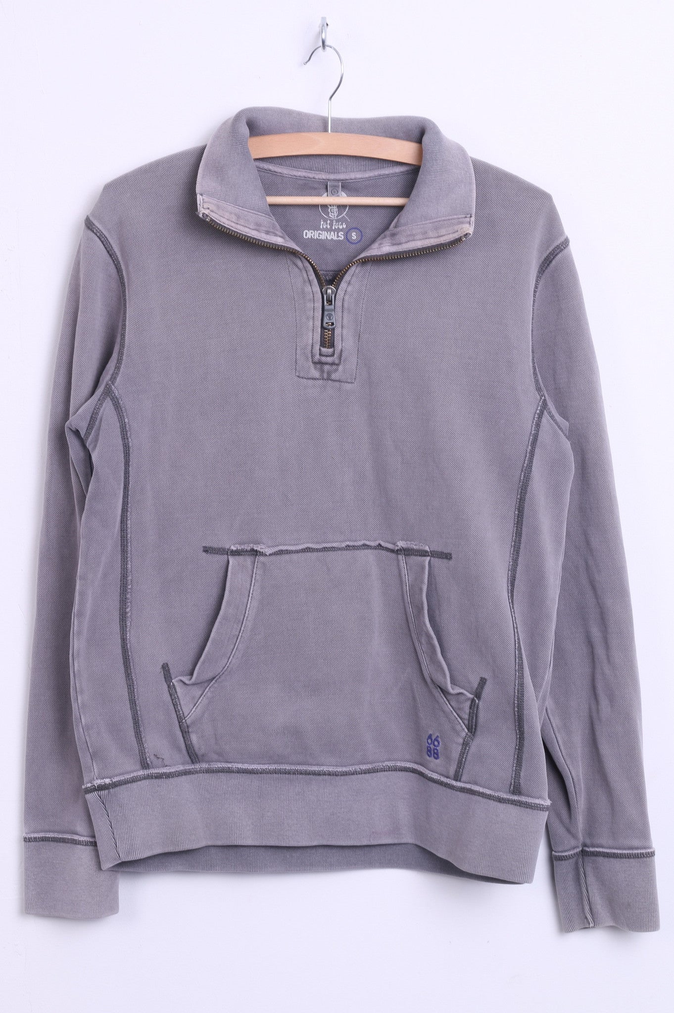 Originals Fot Face Mens S Sweatshirt Zip Neck Washed Look Cotton