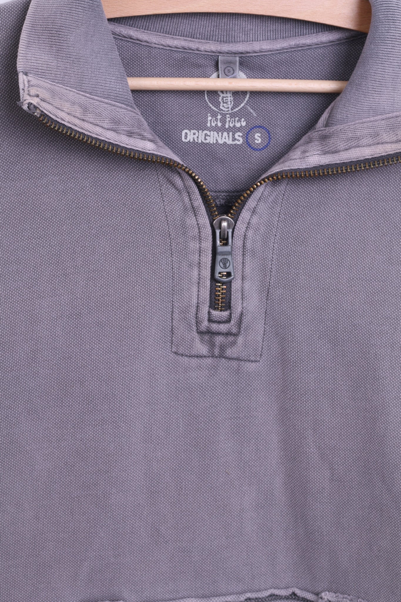 Originals Fot Face Mens S Sweatshirt Zip Neck Washed Look Cotton - Image 3