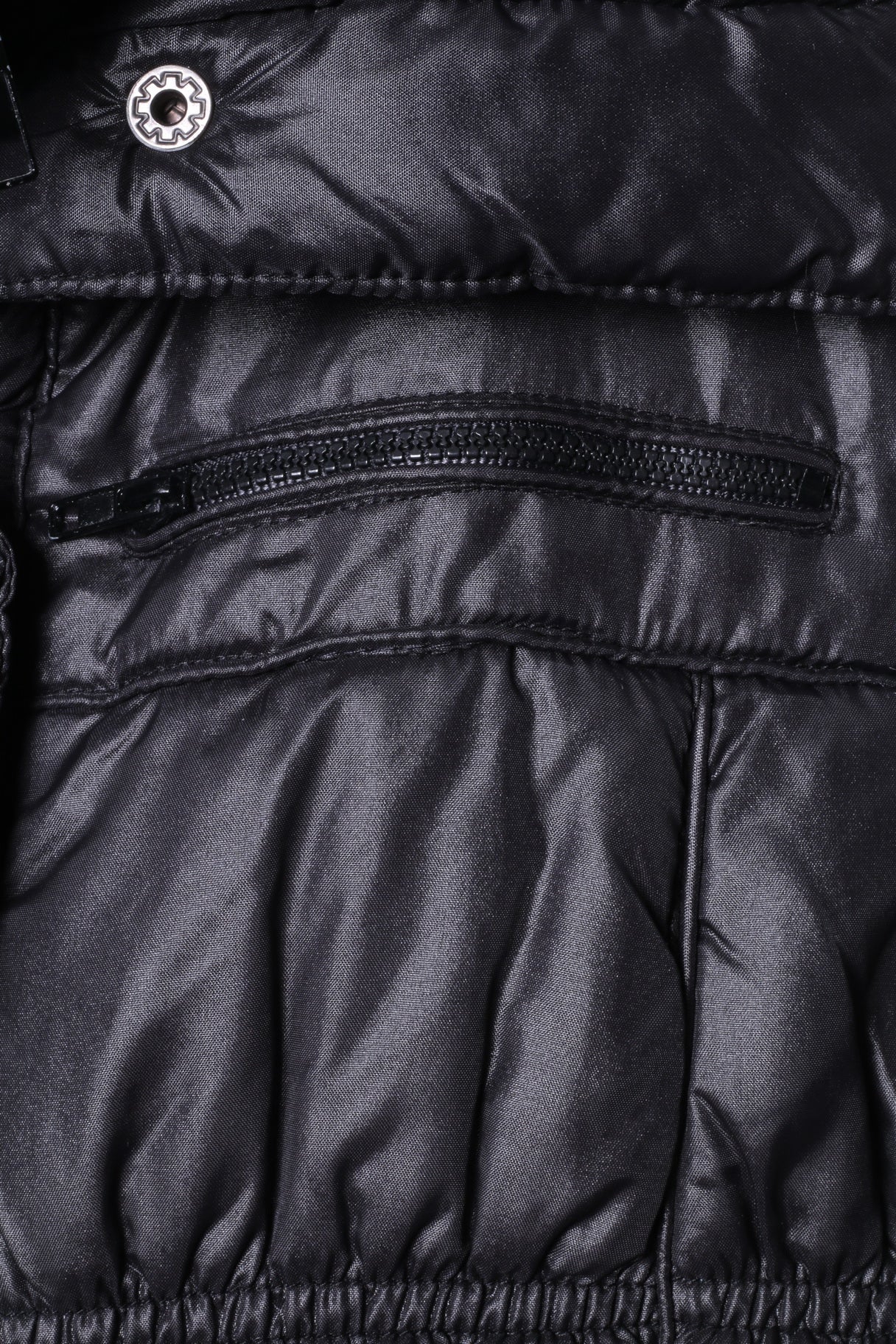 Orsay Womens 40 M/L Bodywarmer Full Zipper Padded Black Shiny nylon Vest - Image 3