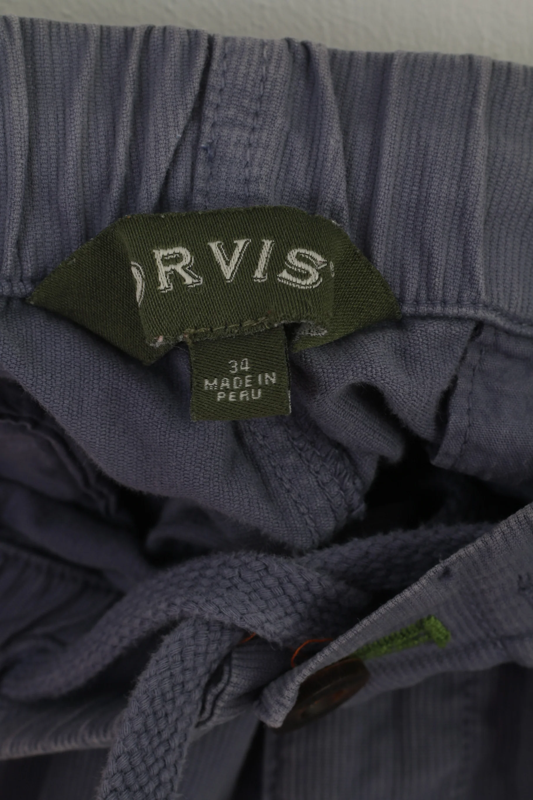 Orvis Men 34 Shorts Blue Cotton Multi Pockets Retro Style Waist Band - Image 3