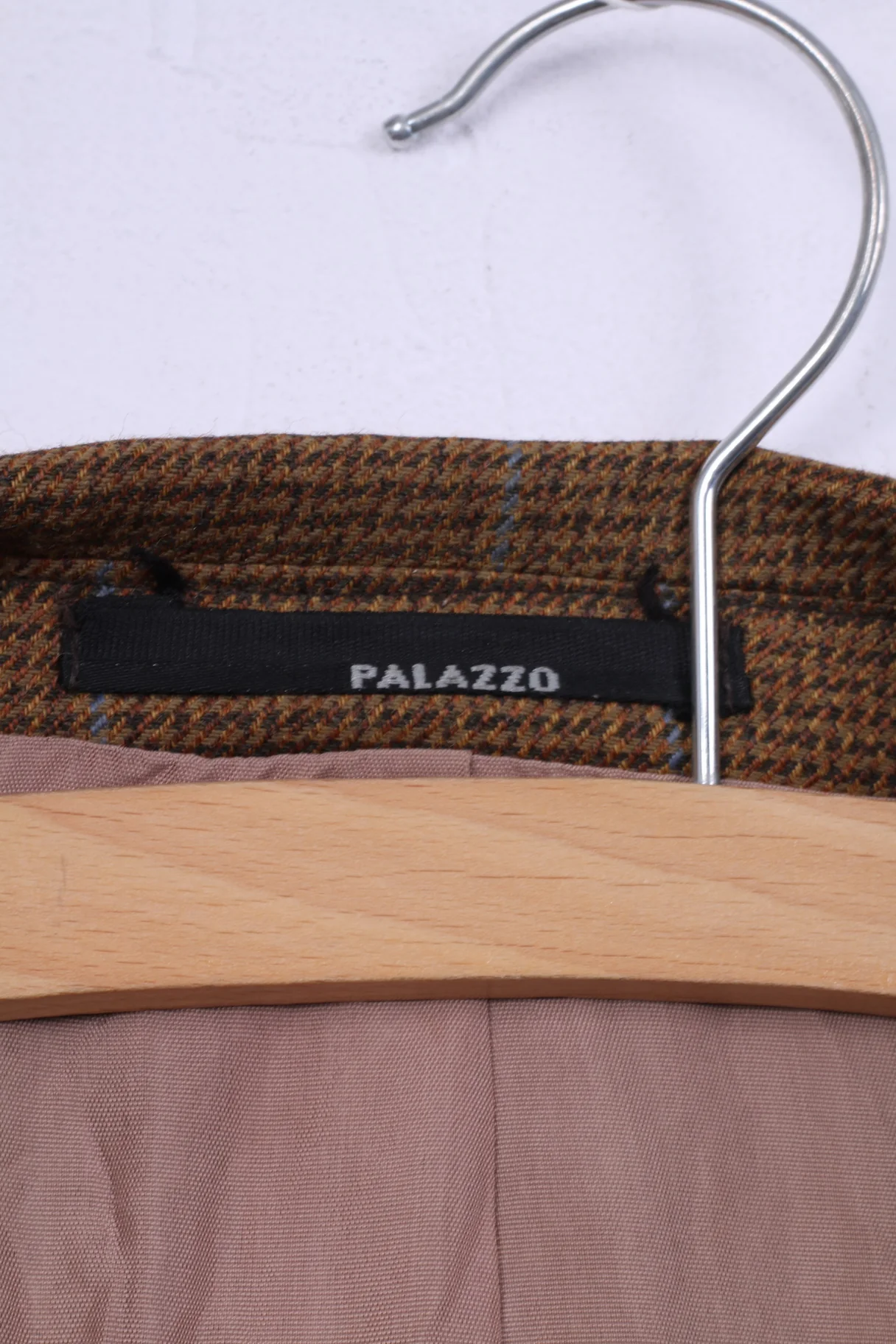 Otto Berg Fashion Mens 27 54 XL Blazer Mustard Single Breasted Wool Check Palazzo Top - Image 5