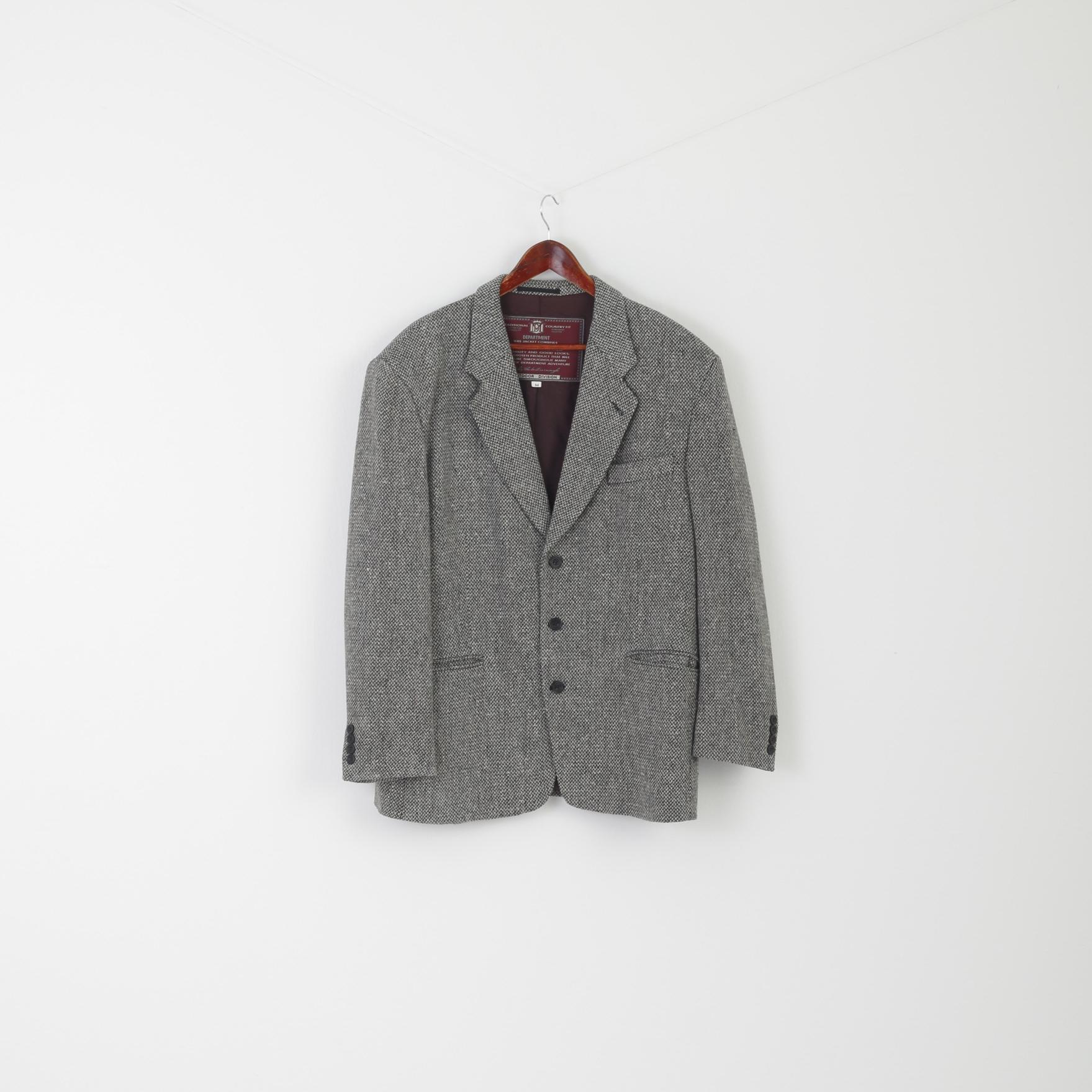 Outdoor Division Men 54 44 Blazer Gray Country Fit Vintage Wool Single Breasted Jacket