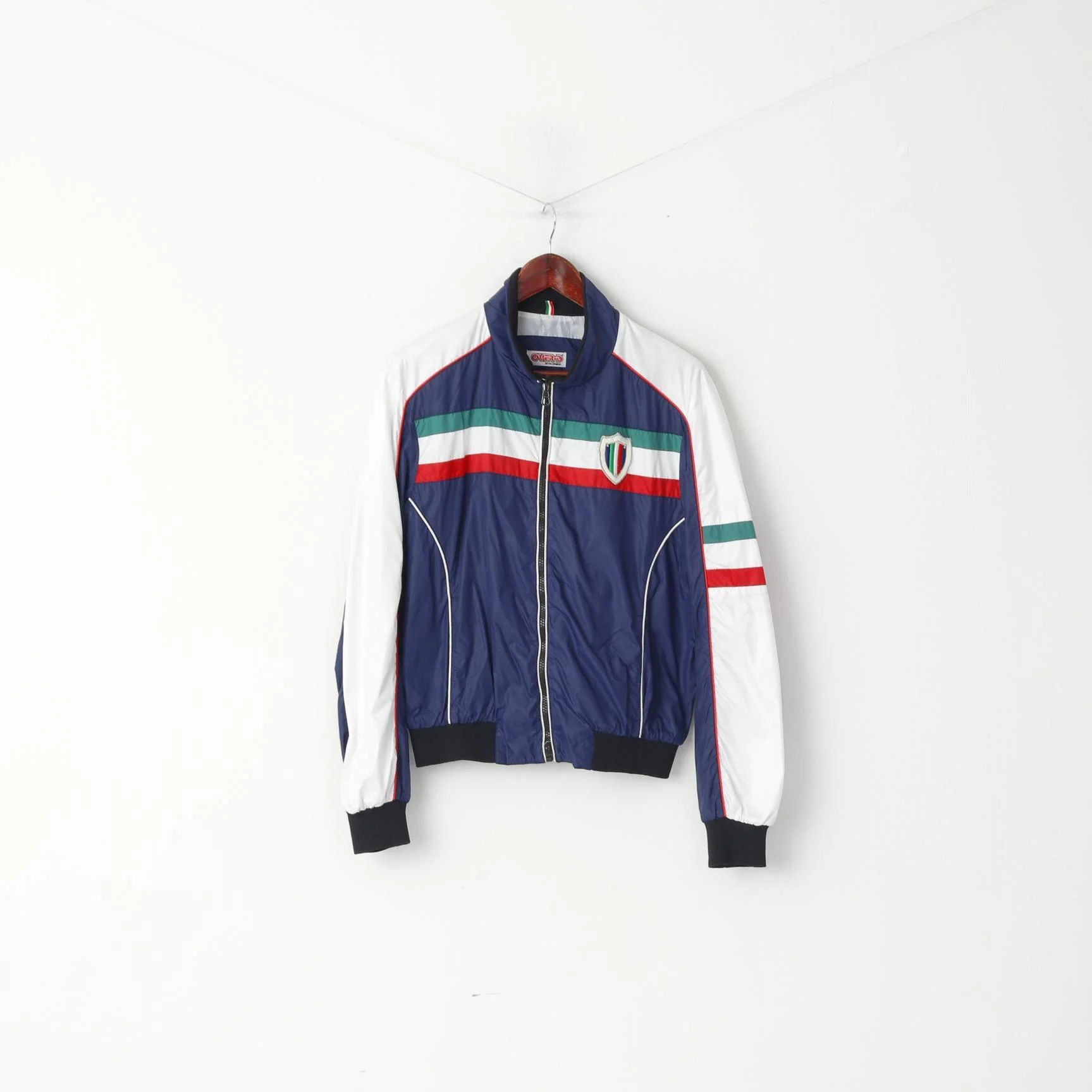 OVER-D Development Women L Jacket Navy Shiny Full Zipper Made in Italy Top - Image 2